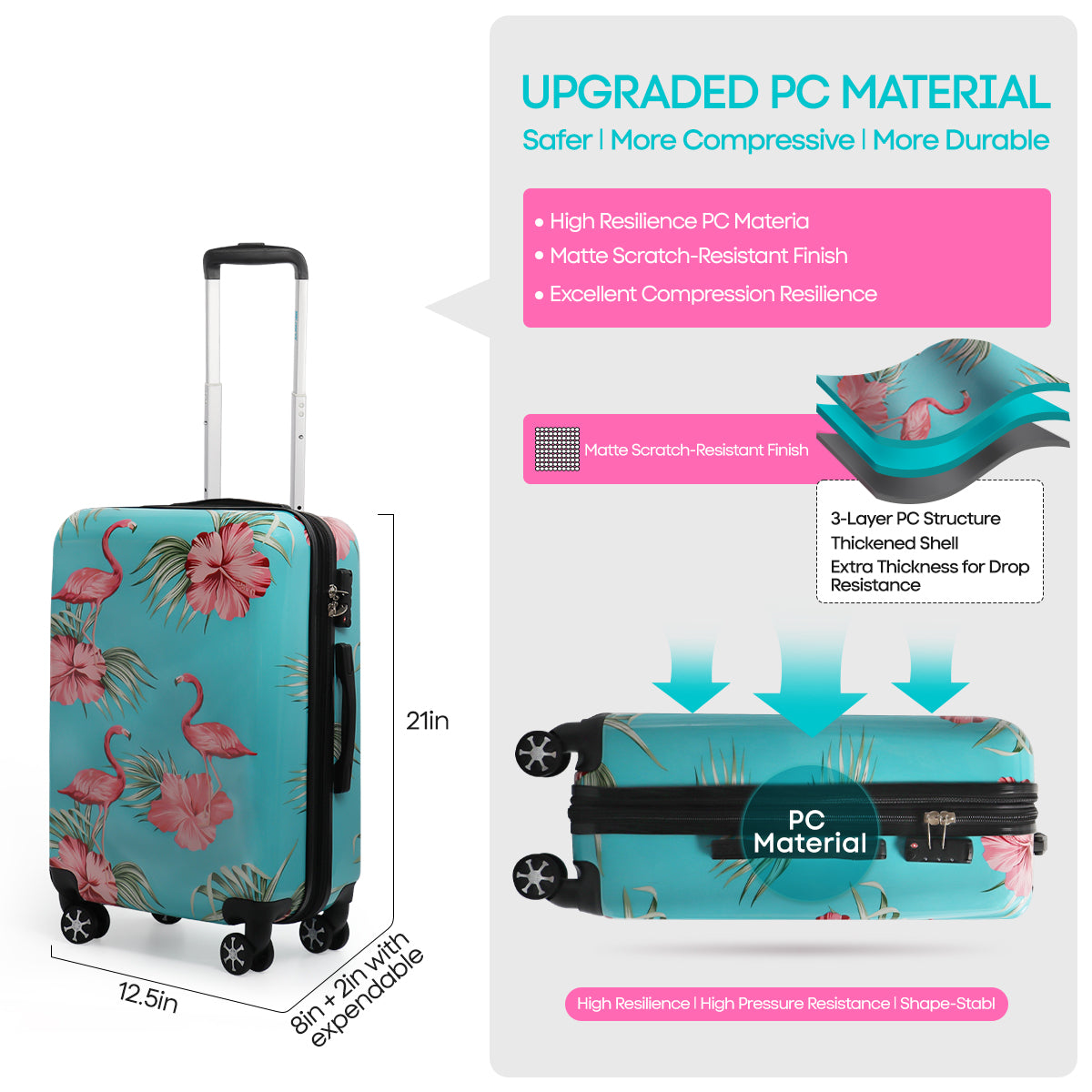 Single suitcase 0028,20/24/28 inch Expandable 20% Luggage w/Spinner Wheels