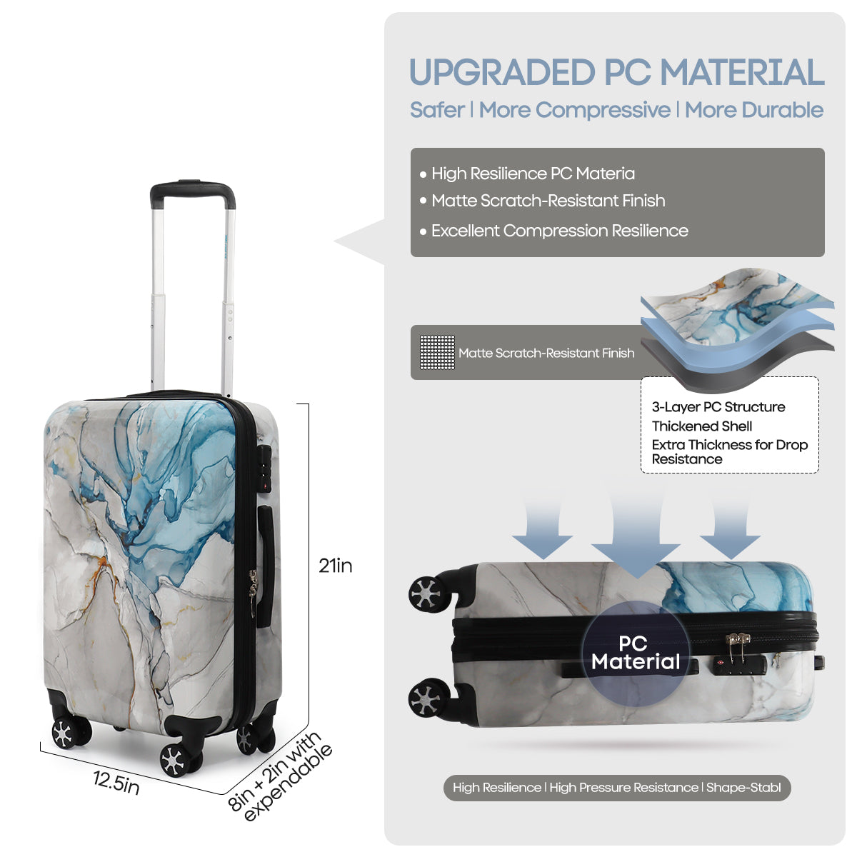 Single suitcase 0028,20/24/28 inch Expandable 20% Luggage w/Spinner Wheels