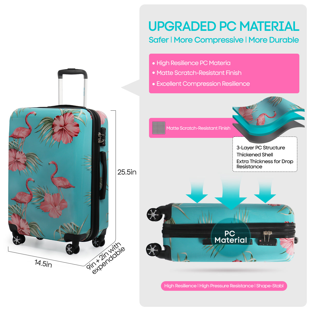 Single suitcase 0028,20/24/28 inch Expandable 20% Luggage w/Spinner Wheels