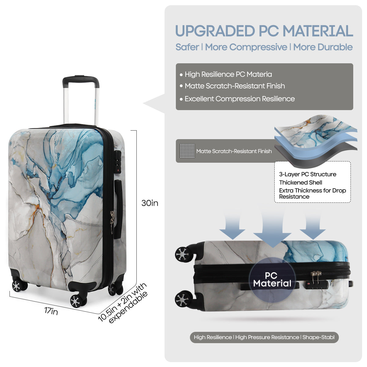 Single suitcase 0028,20/24/28 inch Expandable 20% Luggage w/Spinner Wheels