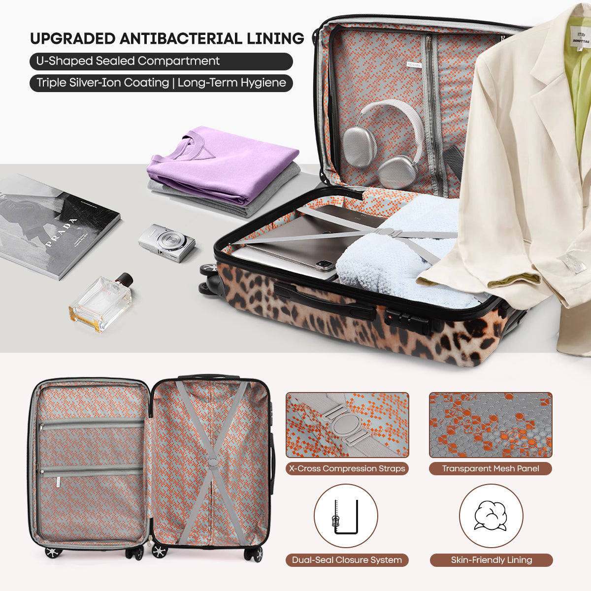Single suitcase 0028,20/24/28 inch Expandable 20% Luggage w/Spinner Wheels