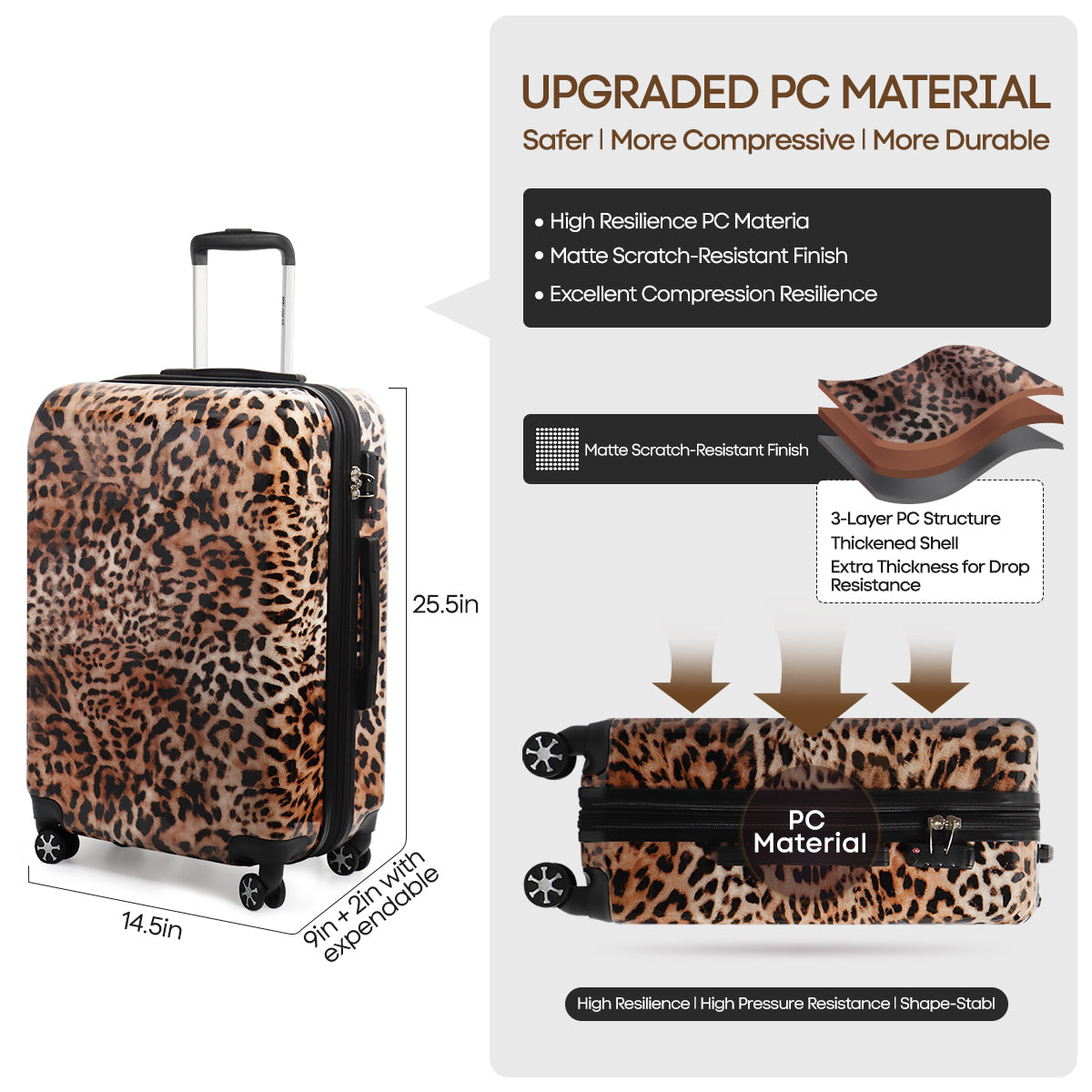 Single suitcase 0028,20/24/28 inch Expandable 20% Luggage w/Spinner Wheels