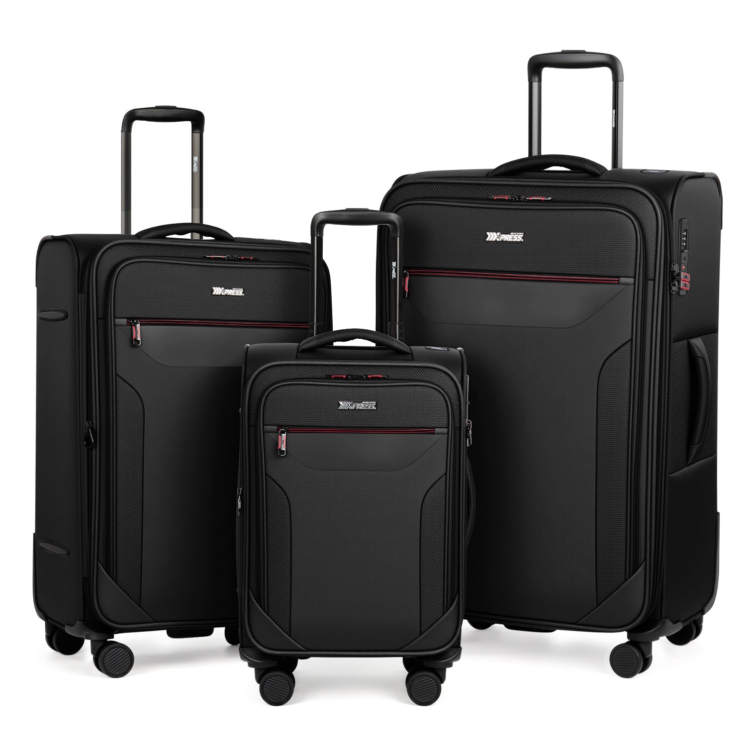 New York XPress WD-8817 3PCS Softside Luggage Set, Expandable Spinner with TSA LOCK, Lightweight Travel Suitcase for Men Women (20/26/30in) 