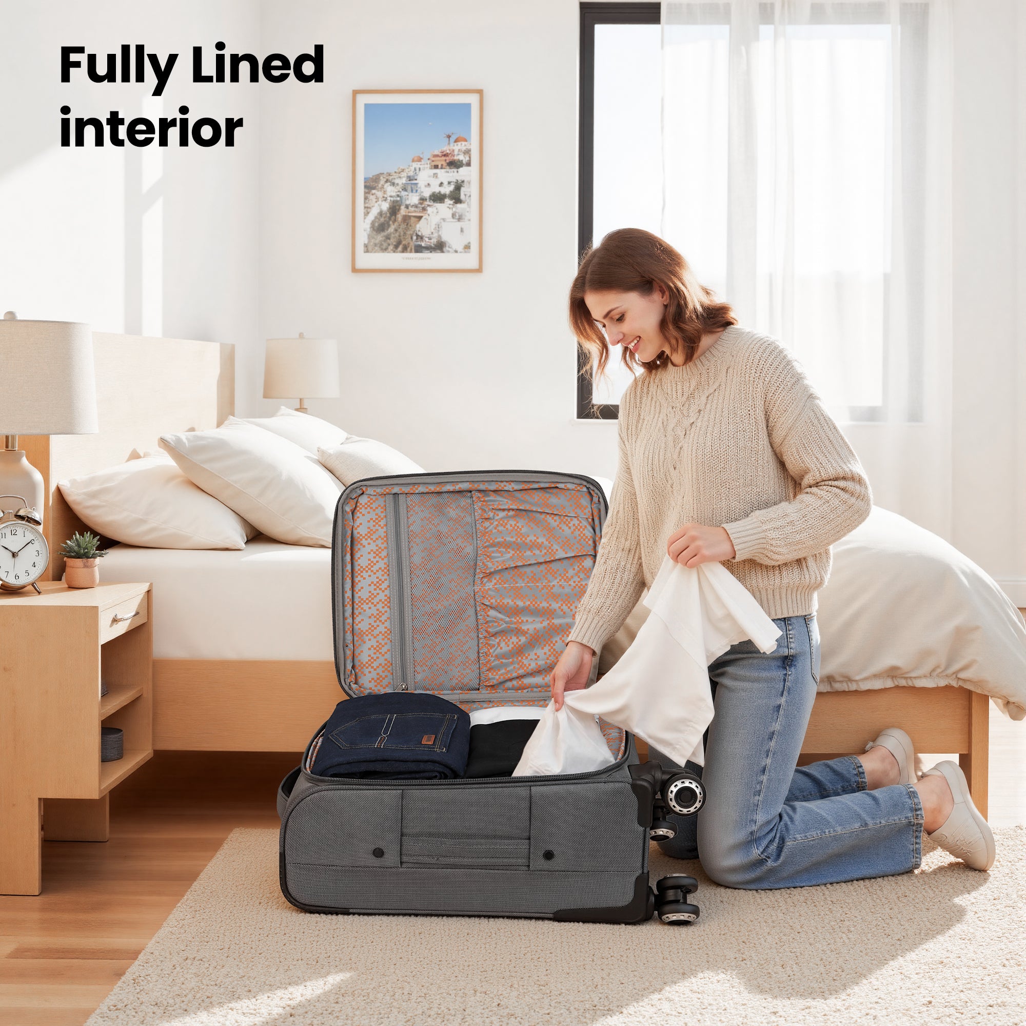 New York XPress XJ 1901,20in/26in/30in Softside Expandable Rolling Luggage w/TSA LOCK and Double Spinner Wheels,Lightweight Suitcases for Men Women