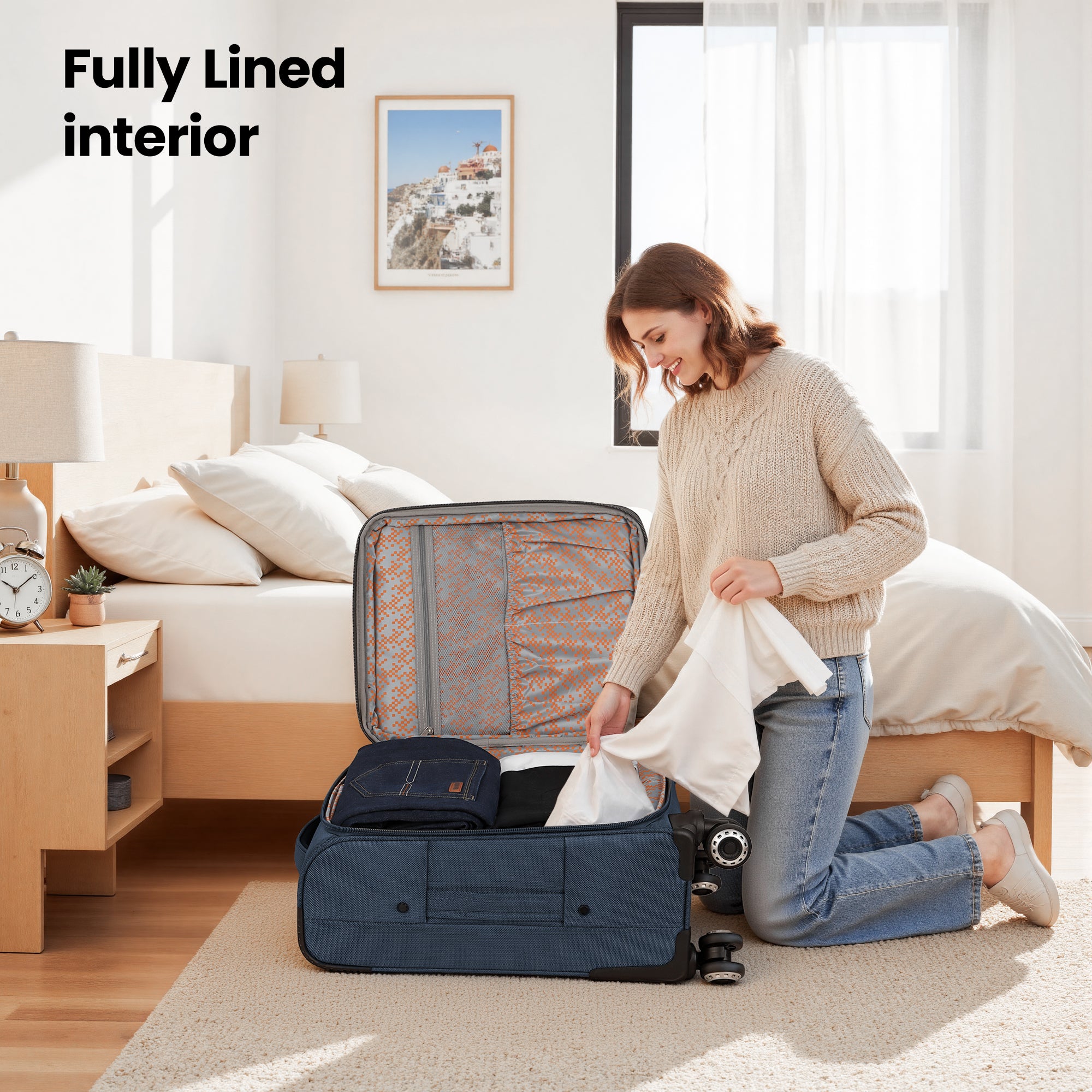 New York XPress XJ 1901,20in/26in/30in Softside Expandable Rolling Luggage w/TSA LOCK and Double Spinner Wheels,Lightweight Suitcases for Men Women