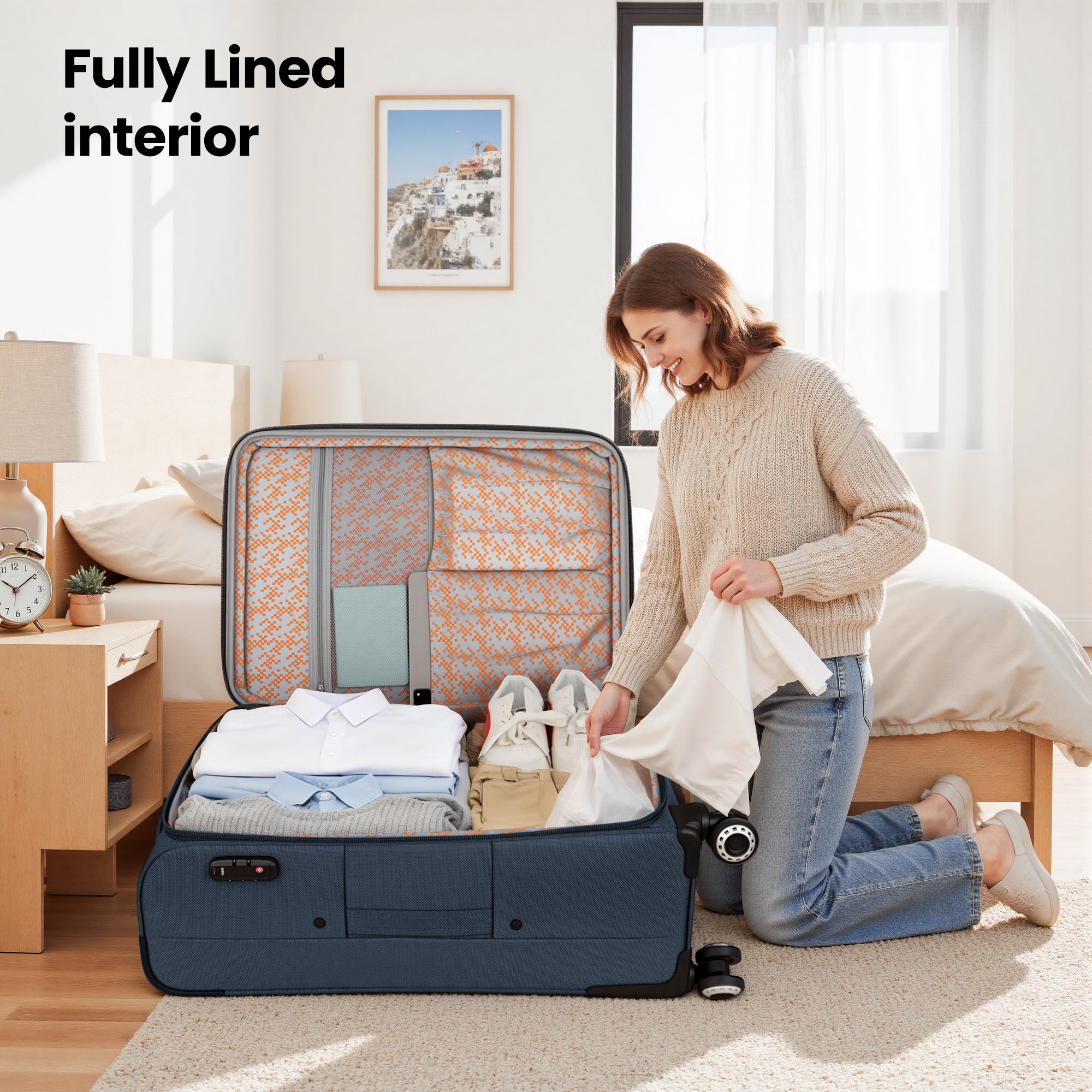 New York XPress XJ 1901,20in/26in/30in Softside Expandable Rolling Luggage w/TSA LOCK and Double Spinner Wheels,Lightweight Suitcases for Men Women