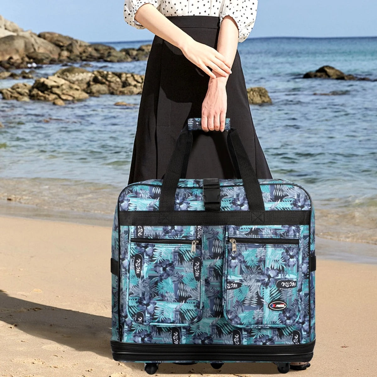 New York XPress 3 Layer Expandable Suitcase Bag Foldable Wheeled Duffel Bag with Wheels & Handles,Waterpoof Large Travel Duffel Bag for Trip Moving Storage