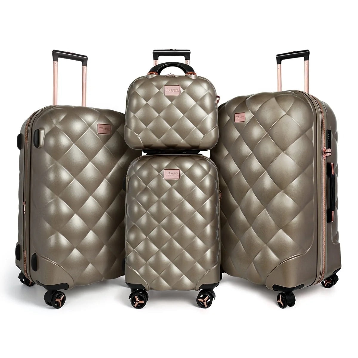 NEW YORK XPRESS 4 Piece, Hard Shell Expandable Luggage Sets(14" Travel Case,20"Carry on Luggage,25" 29" Checked Luggage)Ligthweight Hardside Travel Suitcase Set with Spinner Wheels TSA Lock