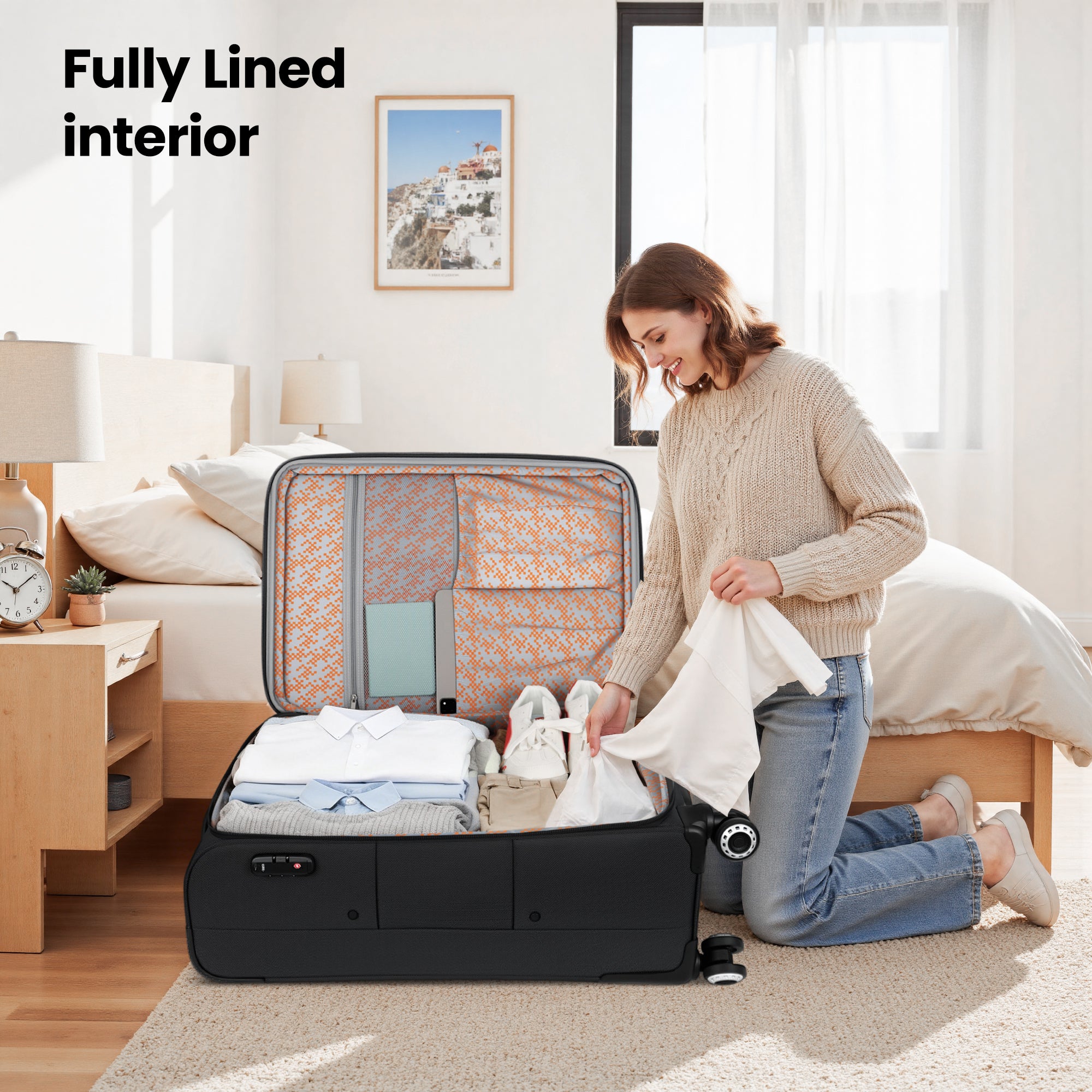 New York XPress XJ 1901,20in/26in/30in Softside Expandable Rolling Luggage w/TSA LOCK and Double Spinner Wheels,Lightweight Suitcases for Men Women