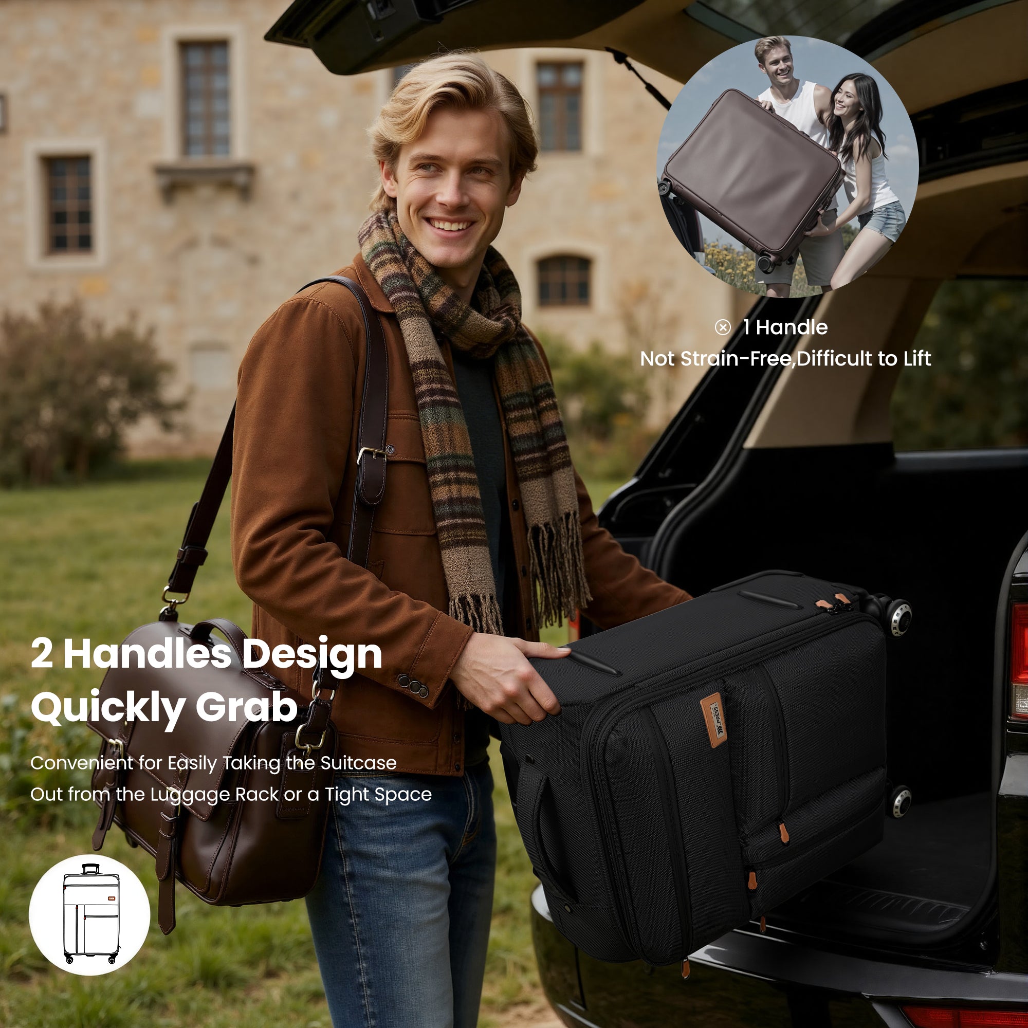 New York XPress XJ 1901,20in/26in/30in Softside Expandable Rolling Luggage w/TSA LOCK and Double Spinner Wheels,Lightweight Suitcases for Men Women