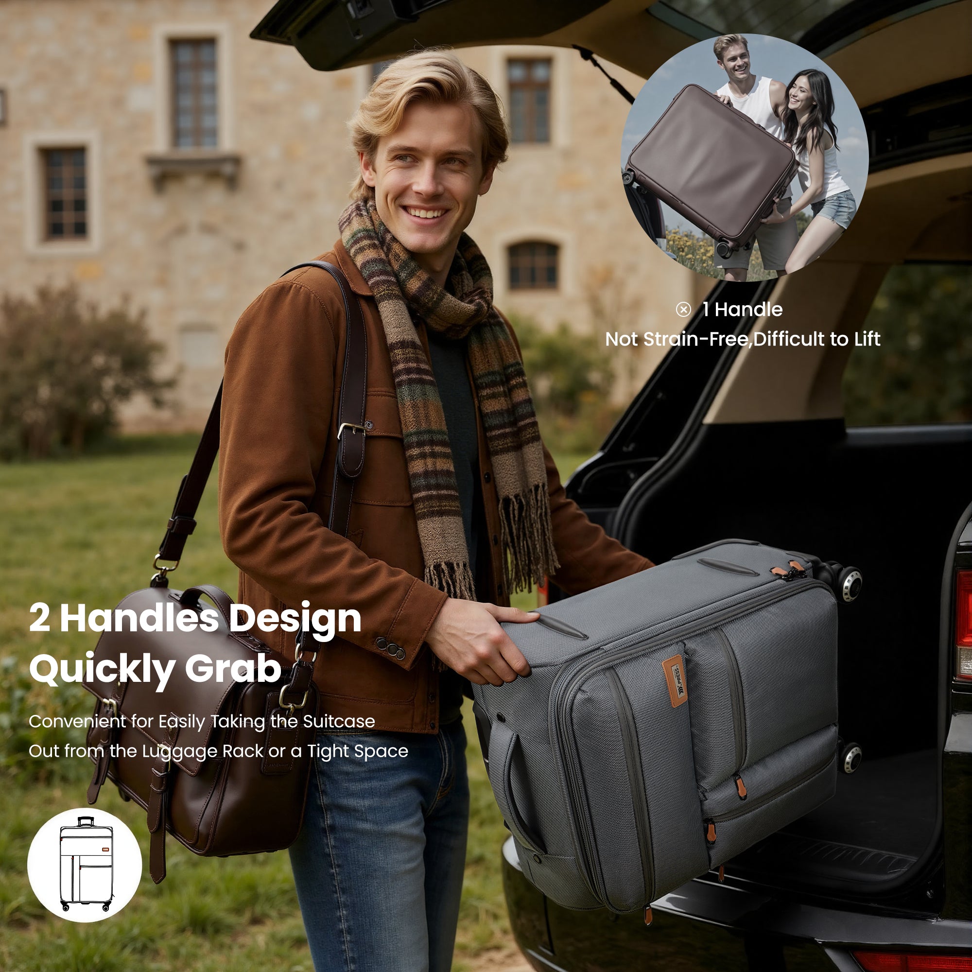New York XPress XJ 1901,20in/26in/30in Softside Expandable Rolling Luggage w/TSA LOCK and Double Spinner Wheels,Lightweight Suitcases for Men Women