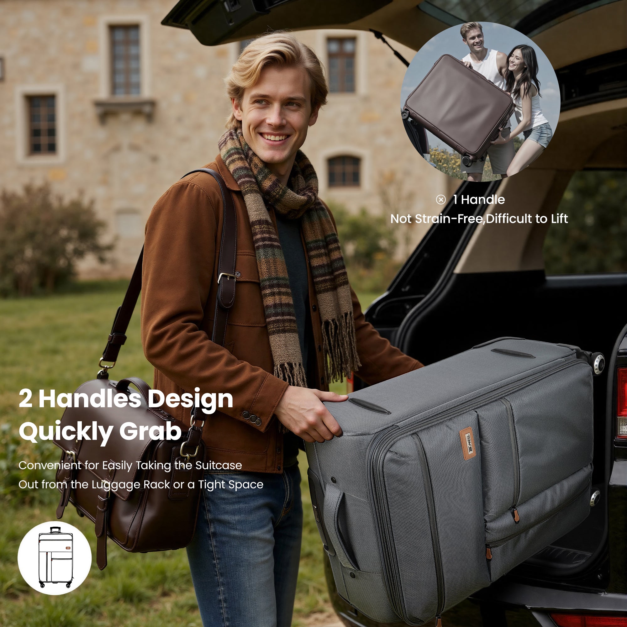 New York XPress XJ 1901,20in/26in/30in Softside Expandable Rolling Luggage w/TSA LOCK and Double Spinner Wheels,Lightweight Suitcases for Men Women