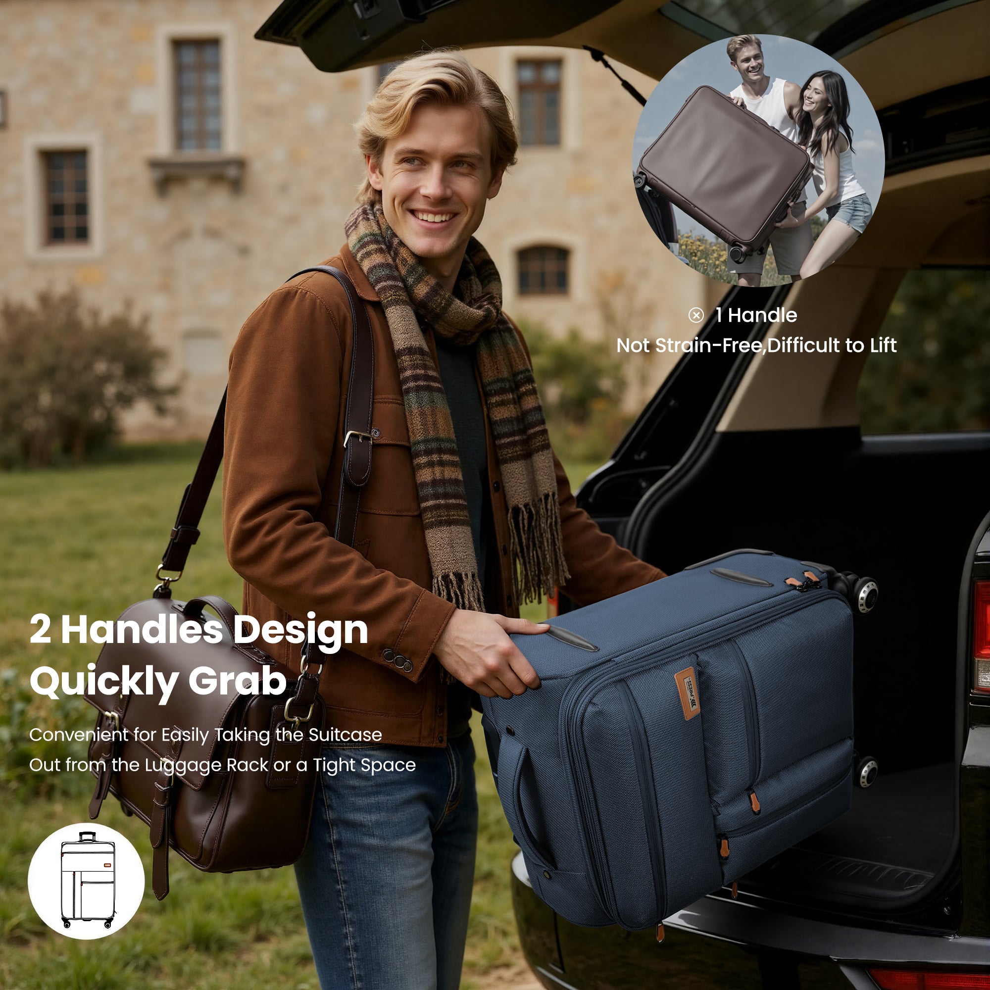 New York XPress XJ 1901,20in/26in/30in Softside Expandable Rolling Luggage w/TSA LOCK and Double Spinner Wheels,Lightweight Suitcases for Men Women