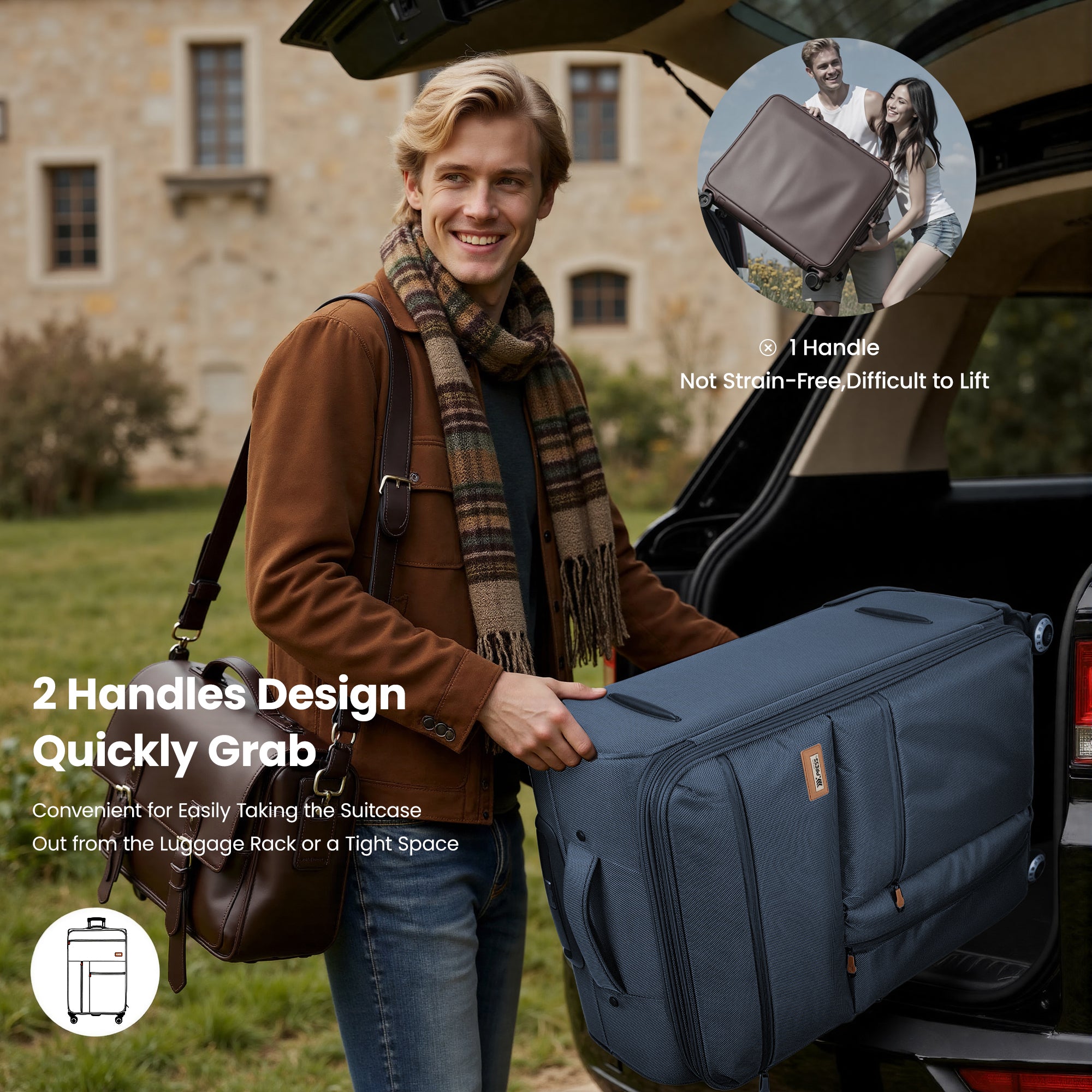 New York XPress XJ 1901,20in/26in/30in Softside Expandable Rolling Luggage w/TSA LOCK and Double Spinner Wheels,Lightweight Suitcases for Men Women
