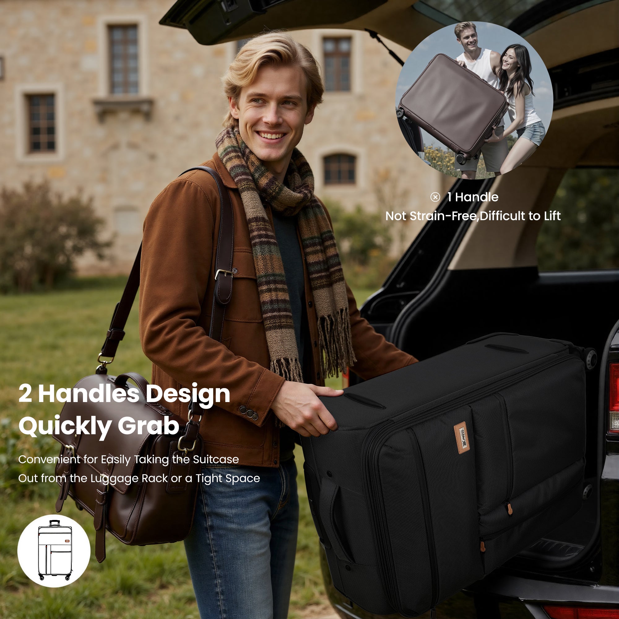 New York XPress XJ 1901,20in/26in/30in Softside Expandable Rolling Luggage w/TSA LOCK and Double Spinner Wheels,Lightweight Suitcases for Men Women
