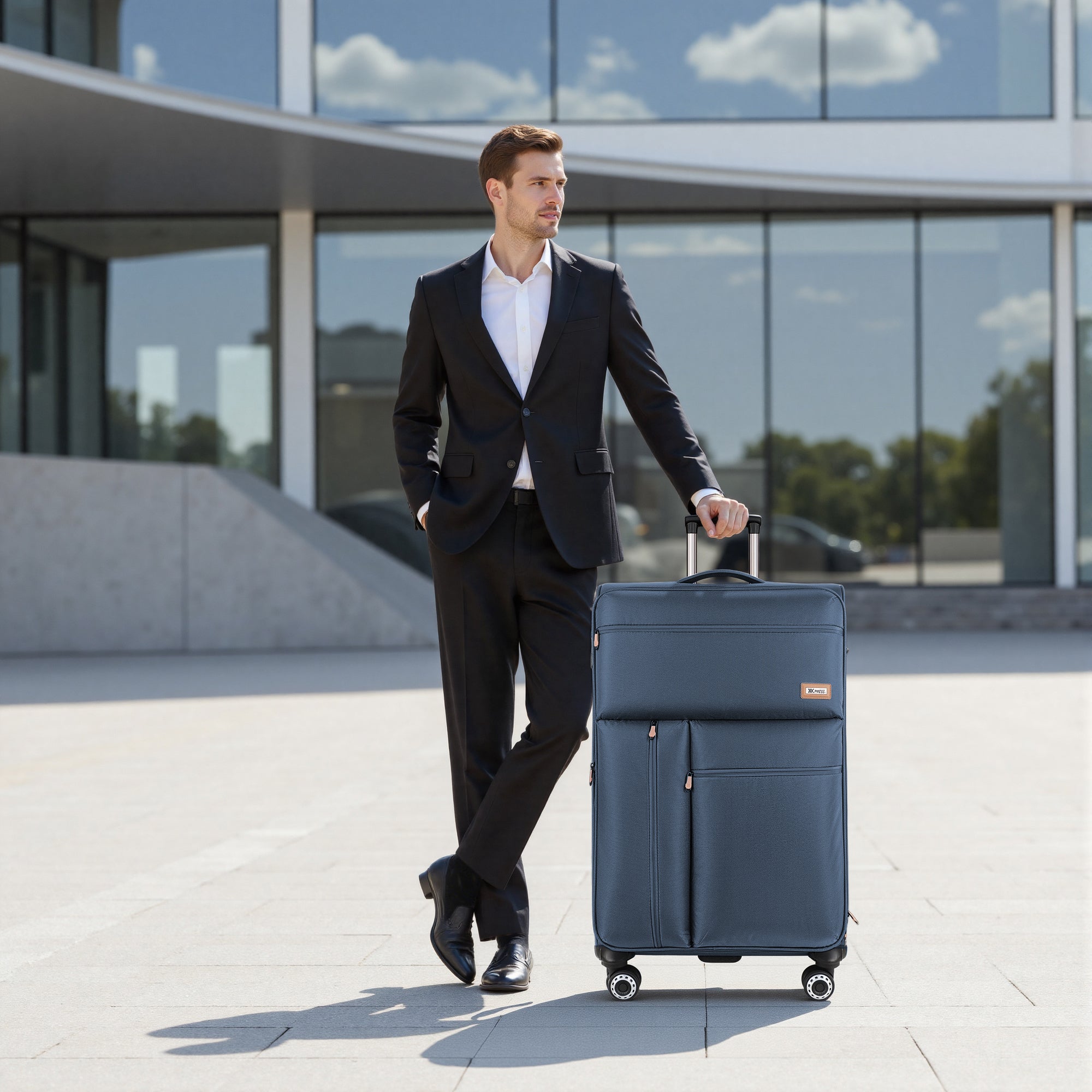 New York XPress XJ 1901,20in/26in/30in Softside Expandable Rolling Luggage w/TSA LOCK and Double Spinner Wheels,Lightweight Suitcases for Men Women