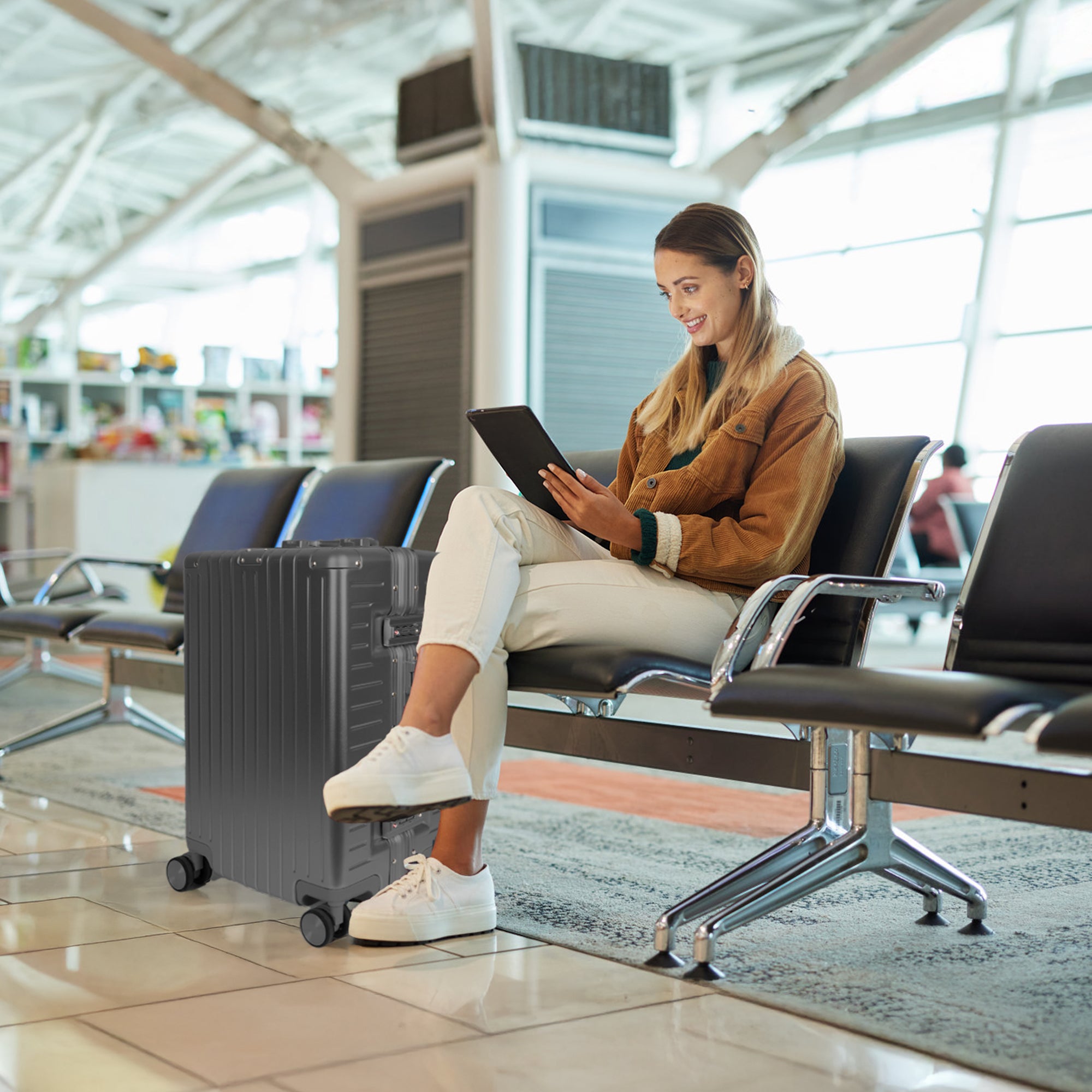 NEW YORK XPRESS Zipperless Luggage AL-12501,20in/30in,Aluminum Frame w/TSA LOCK w/Spinner Wheels