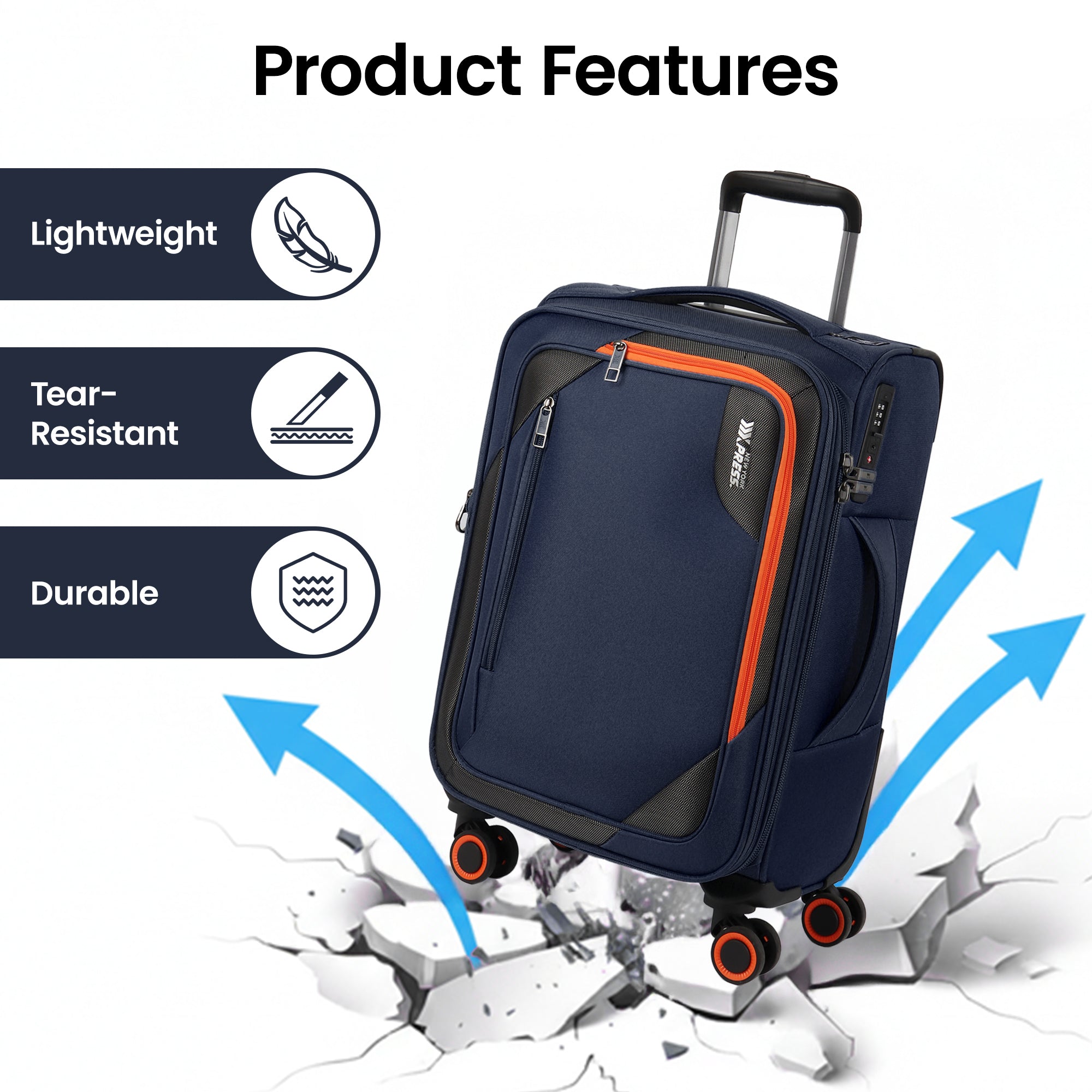 New York XPress WD-8818 Single Suitcase 20''/26''/30'',Softside Suitcase with TSA LOCK,Expandable 20% Luggage with Spinner Wheels,Tear-Resistant