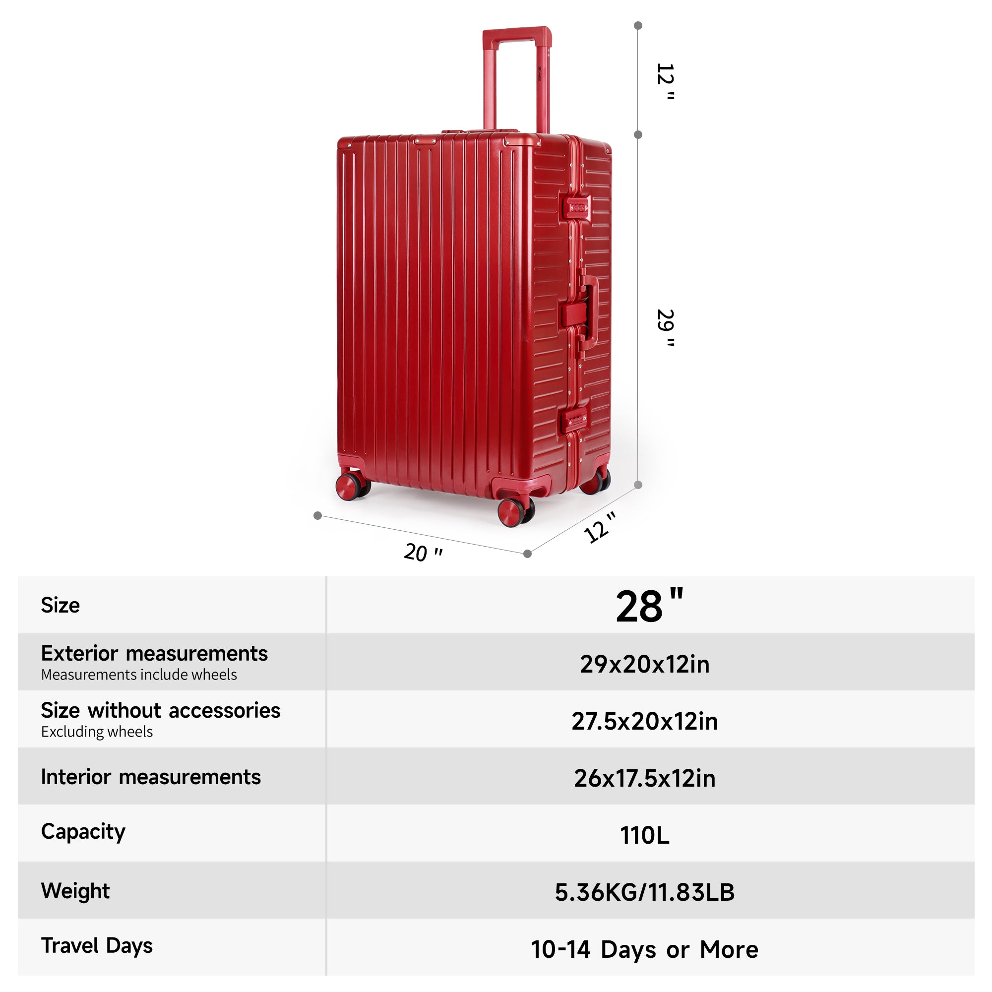 NEW YORK XPRESS Zipperless Luggage AL-12501,20in/30in,Aluminum Frame w/TSA LOCK w/Spinner Wheels
