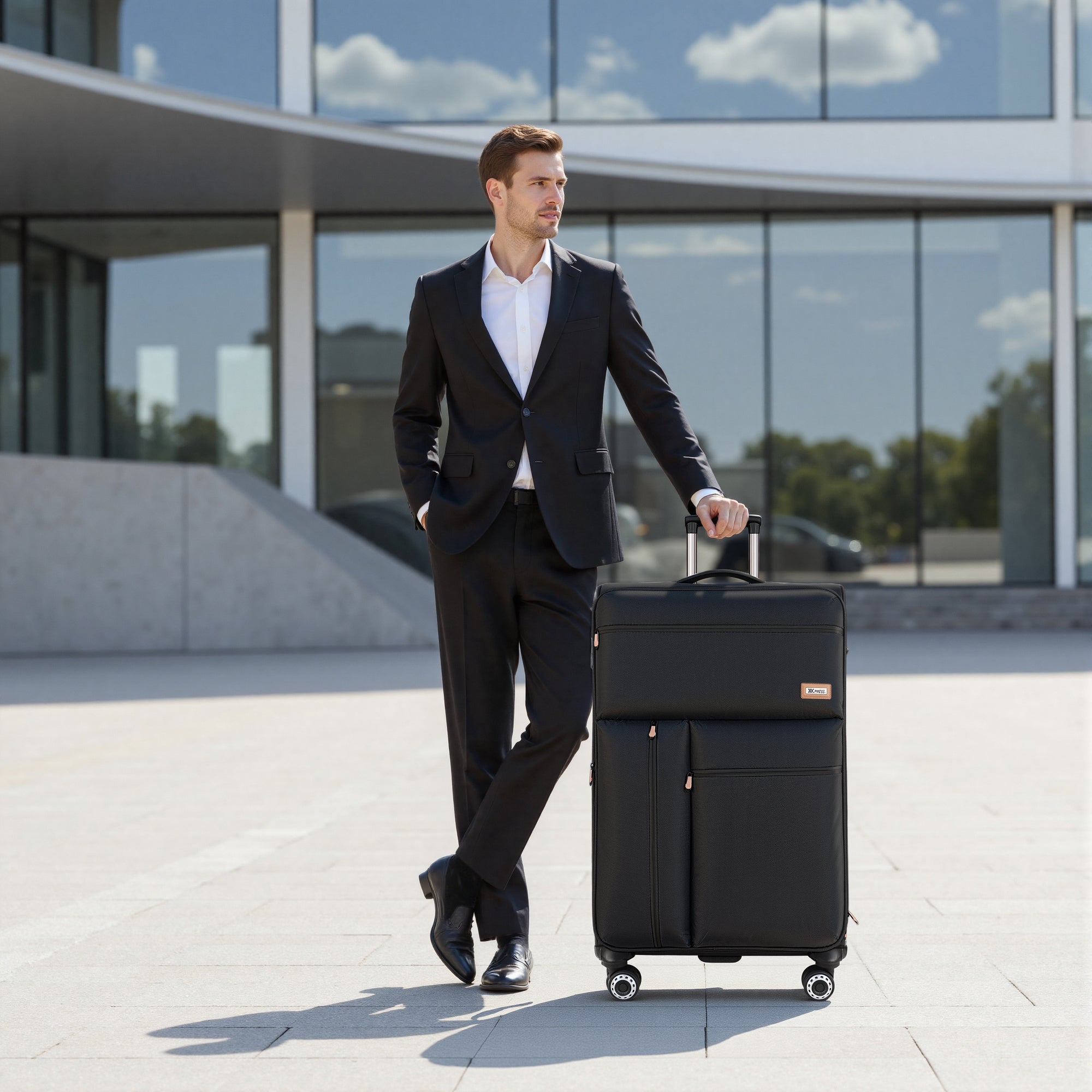 New York XPress XJ 1901,20in/26in/30in Softside Expandable Rolling Luggage w/TSA LOCK and Double Spinner Wheels,Lightweight Suitcases for Men Women