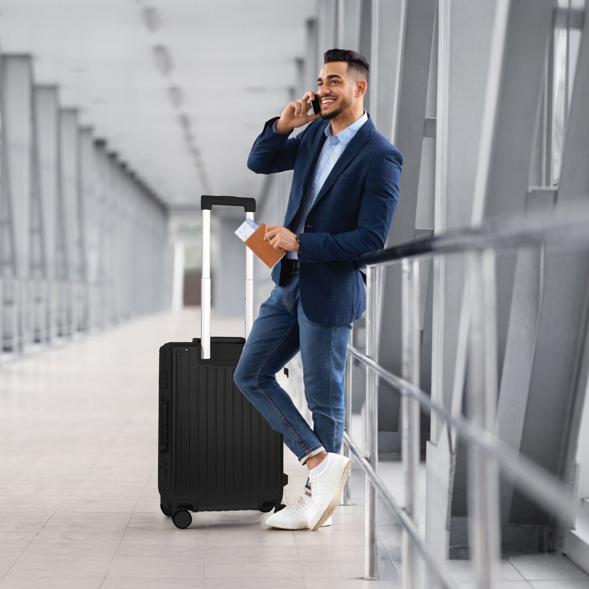 NEW YORK XPRESS Zipperless Luggage AL-12501,20in/30in,Aluminum Frame w/TSA LOCK w/Spinner Wheels