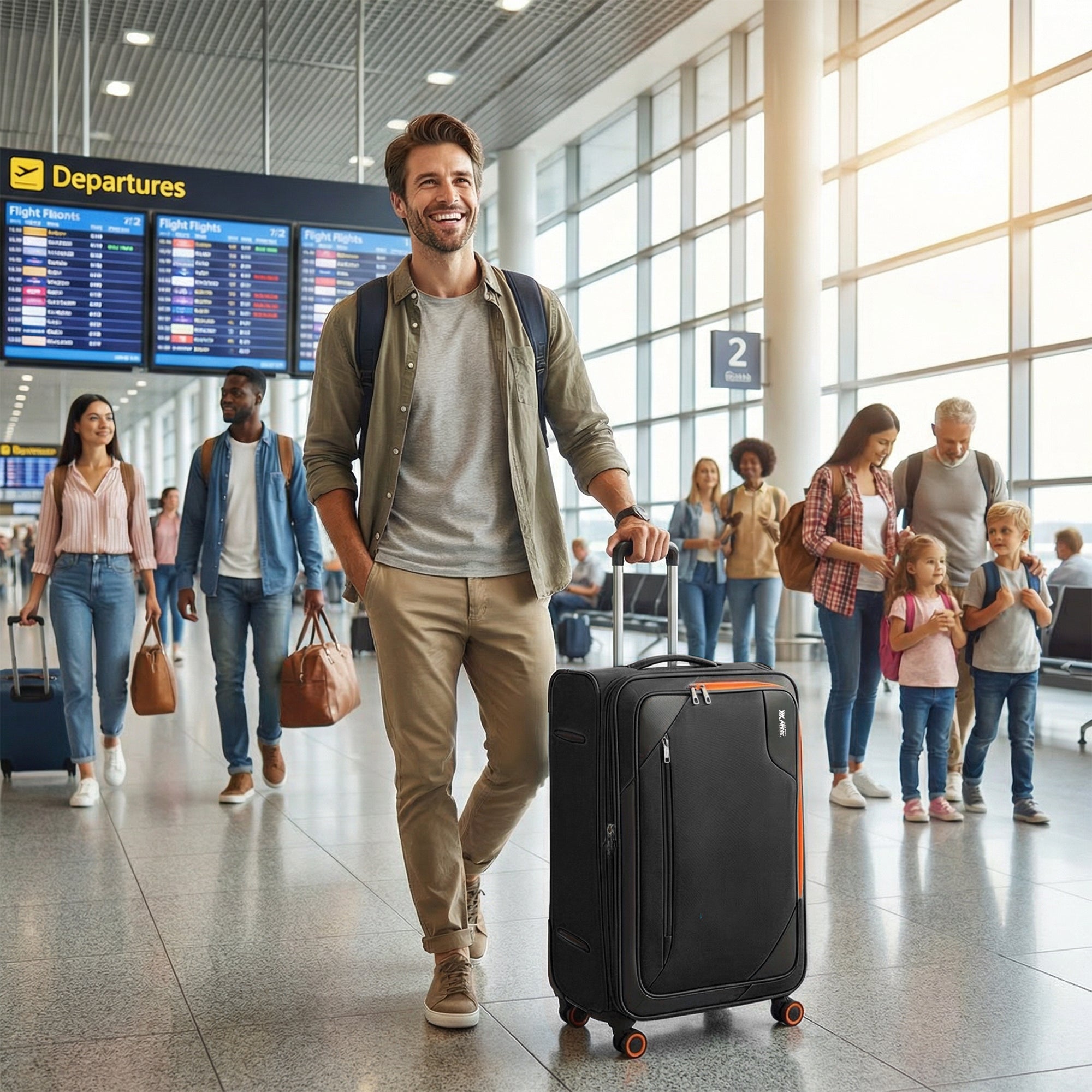 New York XPress WD-8818 Single Suitcase 20''/26''/30'',Softside Suitcase with TSA LOCK,Expandable 20% Luggage with Spinner Wheels,Tear-Resistant
