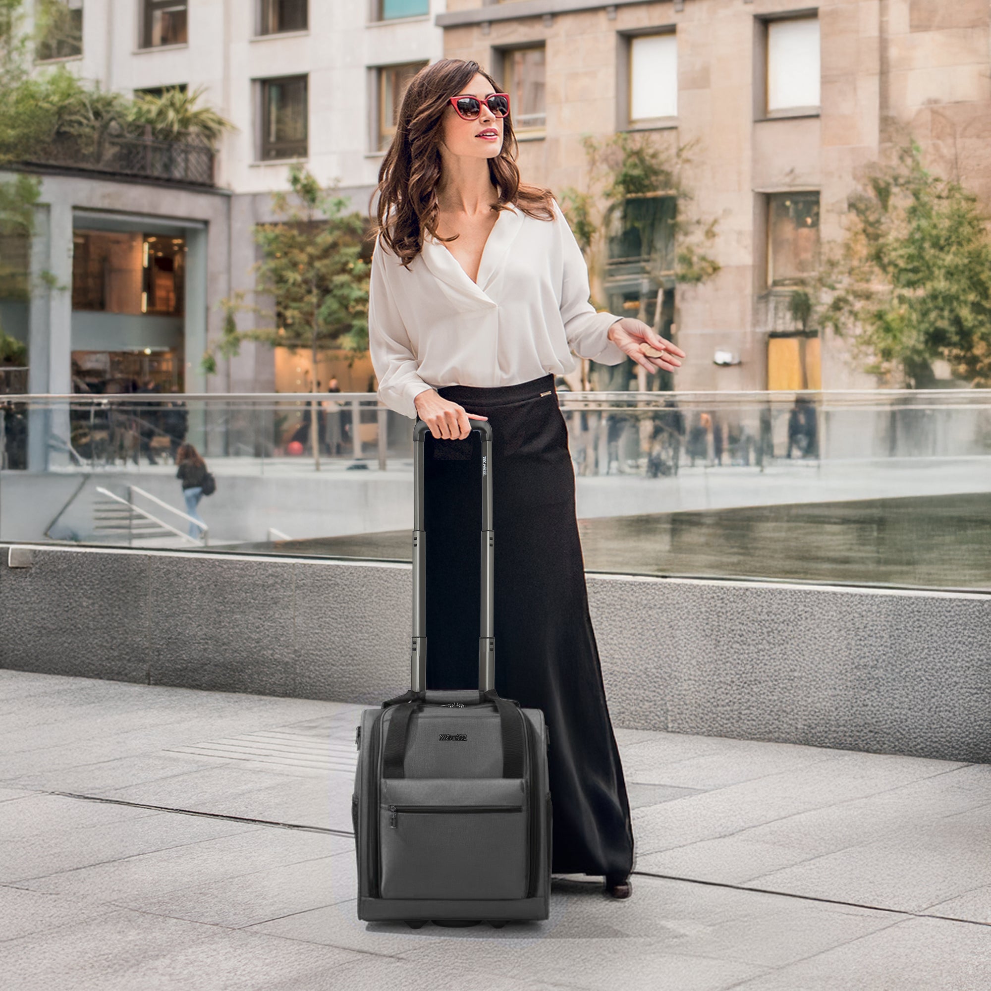 New York XPress TA-13-16,16'' Softside Carry-On Luggage for Airplane,3-in-1 Underseat Carry On Luggage with Wheels,Rolling Suitcase for Men/Women