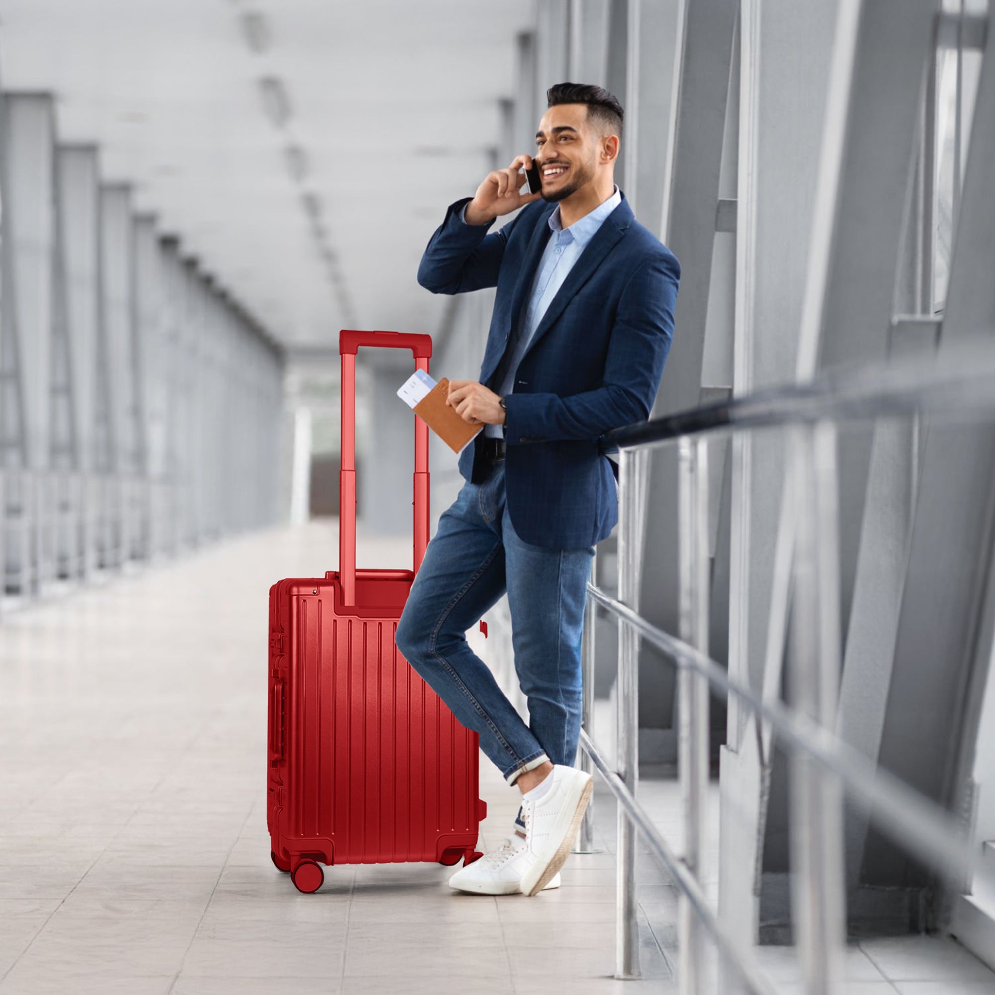 NEW YORK XPRESS Zipperless Luggage AL-12501,20in/30in,Aluminum Frame w/TSA LOCK w/Spinner Wheels