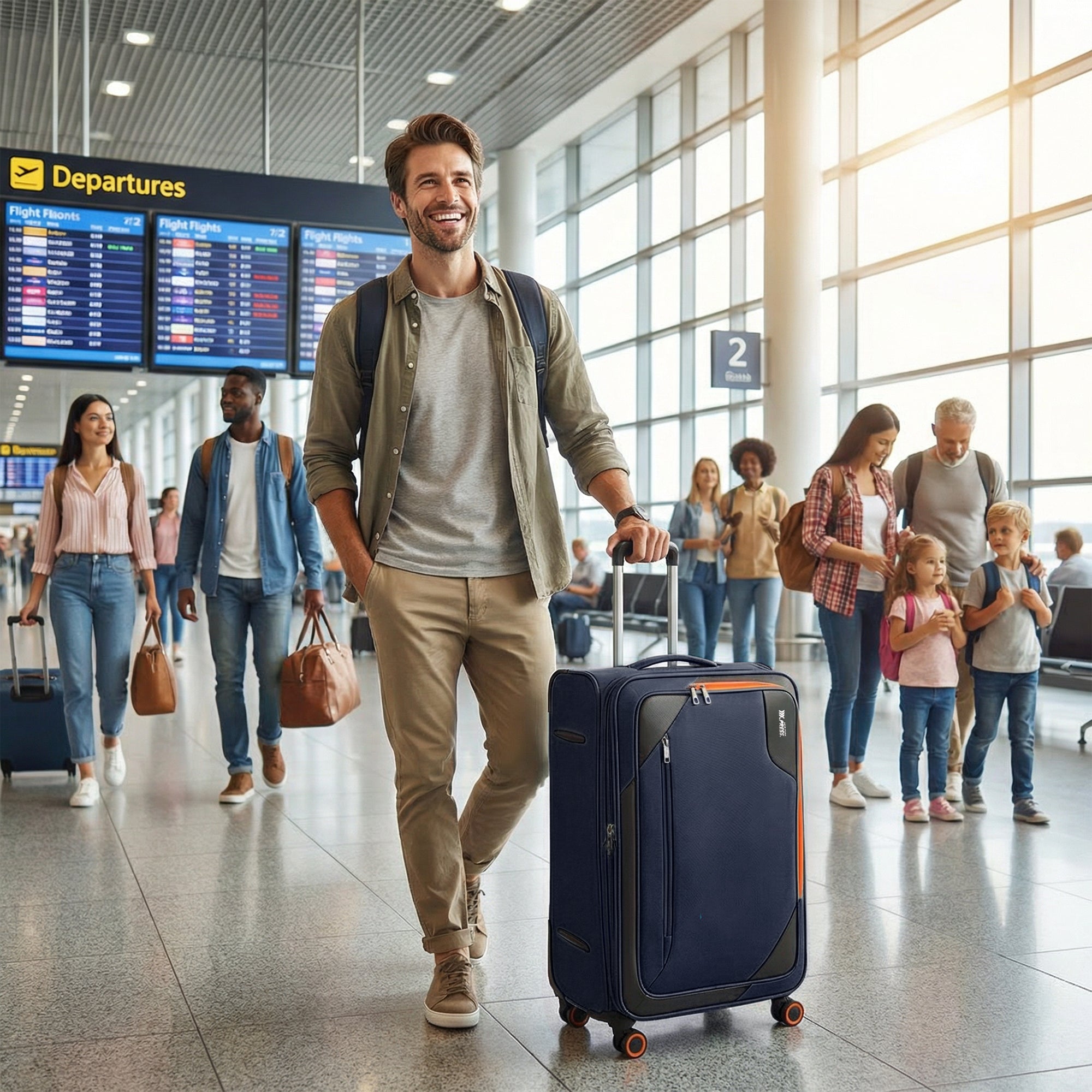New York XPress WD-8818 Single Suitcase 20''/26''/30'',Softside Suitcase with TSA LOCK,Expandable 20% Luggage with Spinner Wheels,Tear-Resistant