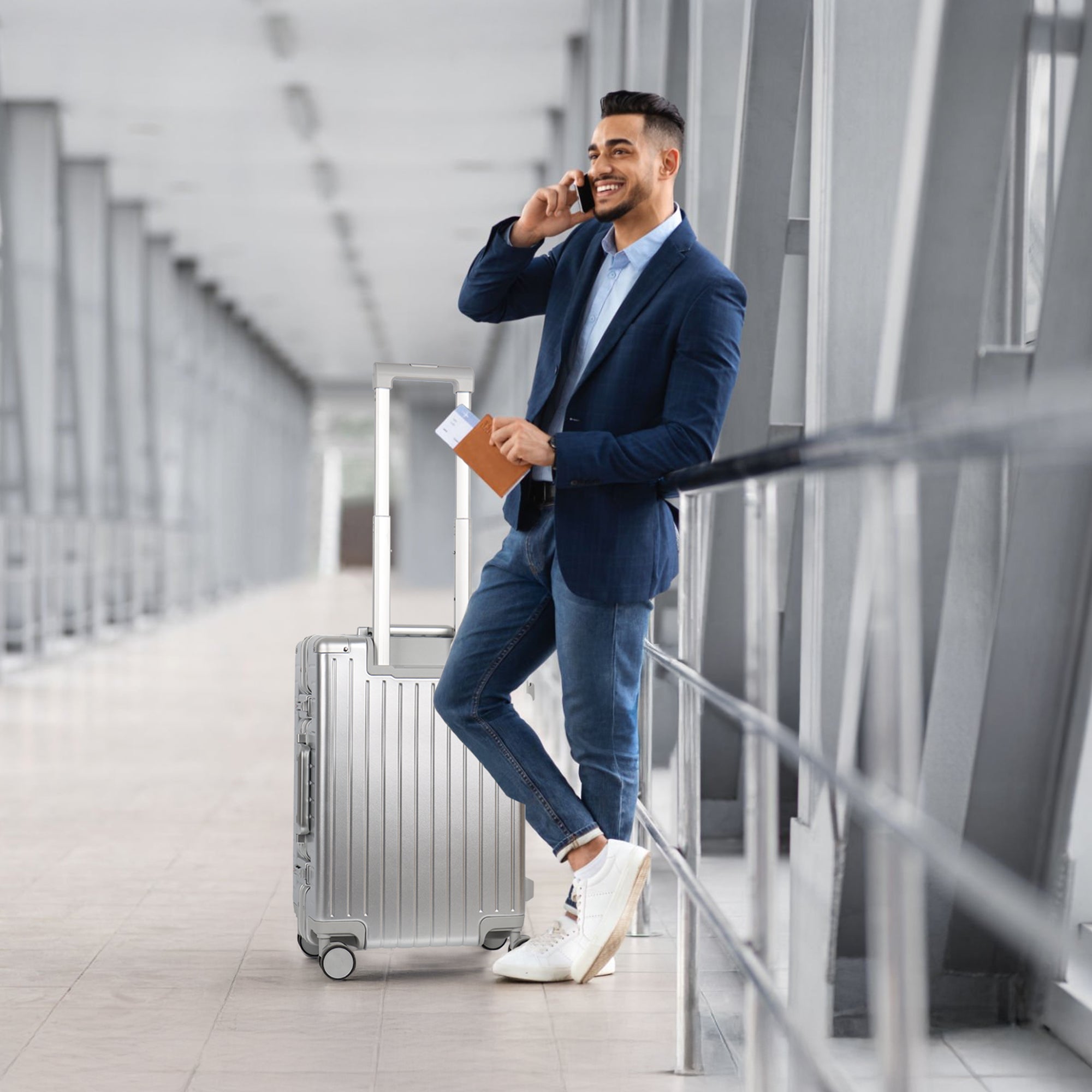 NEW YORK XPRESS Zipperless Luggage AL-12501,20in/30in,Aluminum Frame w/TSA LOCK w/Spinner Wheels