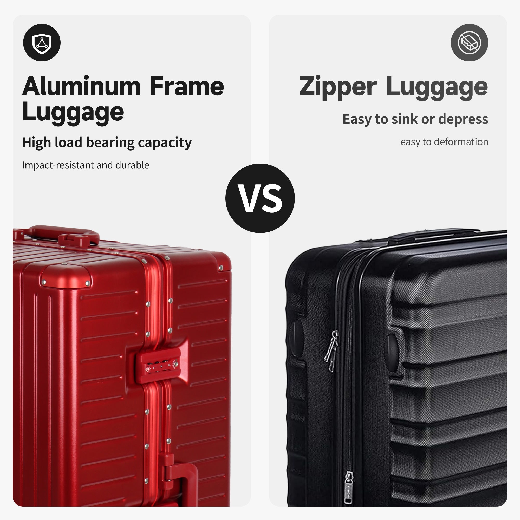 NEW YORK XPRESS Zipperless Luggage AL-12501,20in/30in,Aluminum Frame w/TSA LOCK w/Spinner Wheels