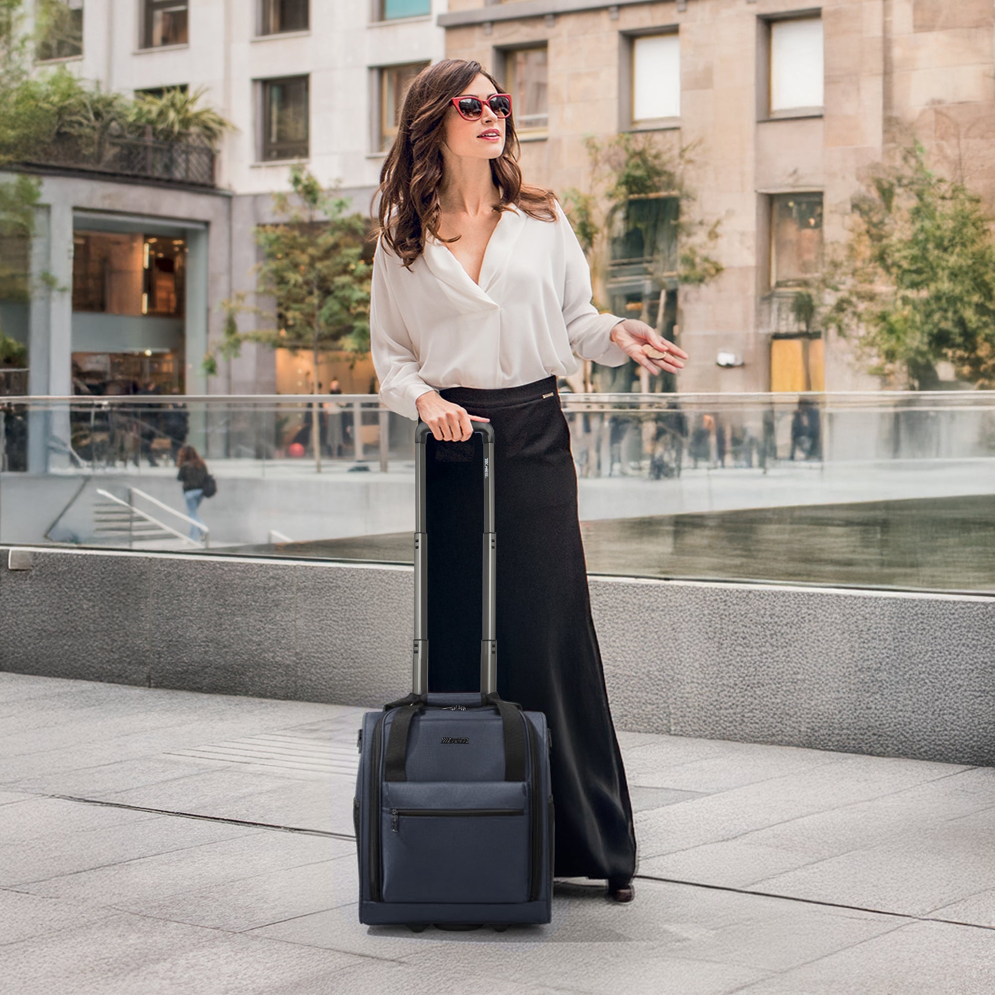 New York XPress TA-13-16,16'' Softside Carry-On Luggage for Airplane,3-in-1 Underseat Carry On Luggage with Wheels,Rolling Suitcase for Men/Women
