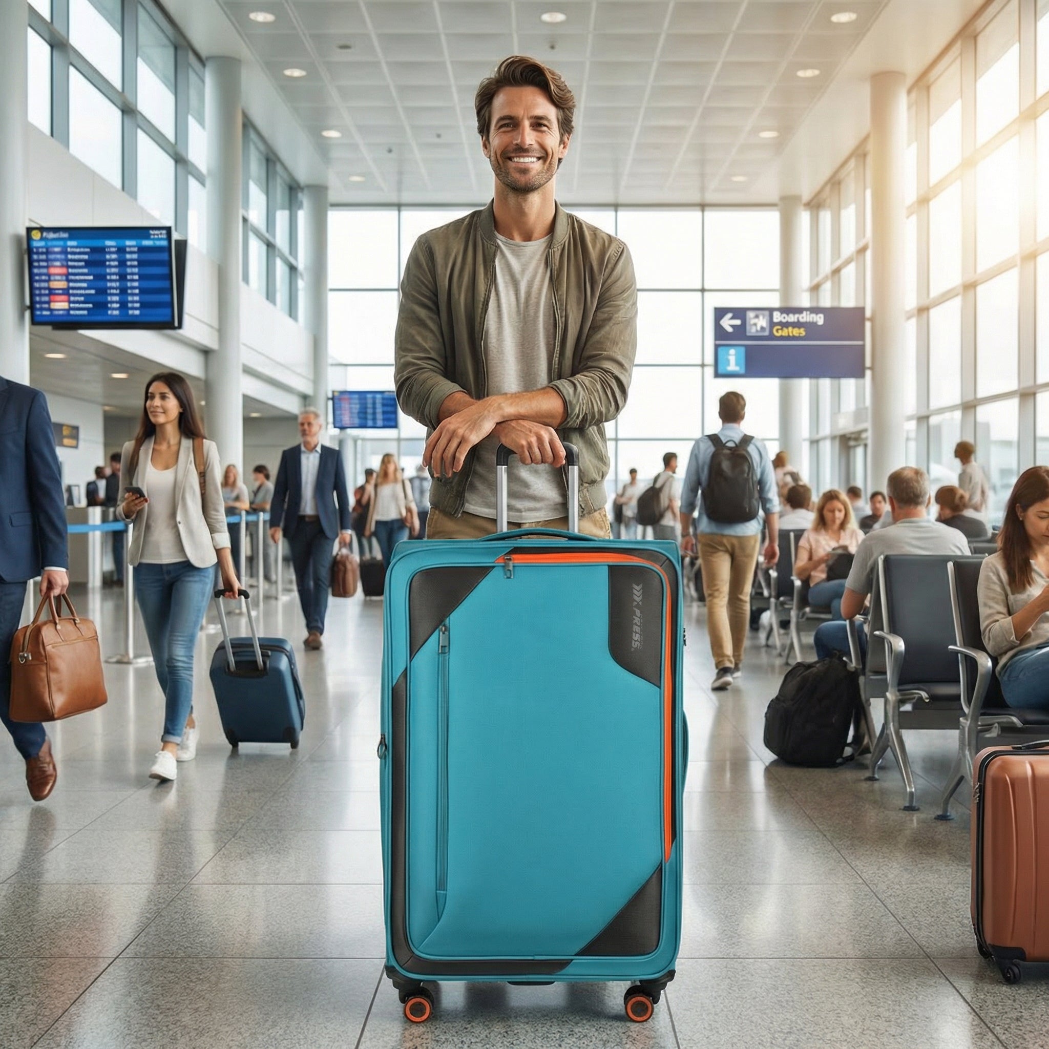 New York XPress WD-8818 Single Suitcase 20''/26''/30'',Softside Suitcase with TSA LOCK,Expandable 20% Luggage with Spinner Wheels,Tear-Resistant