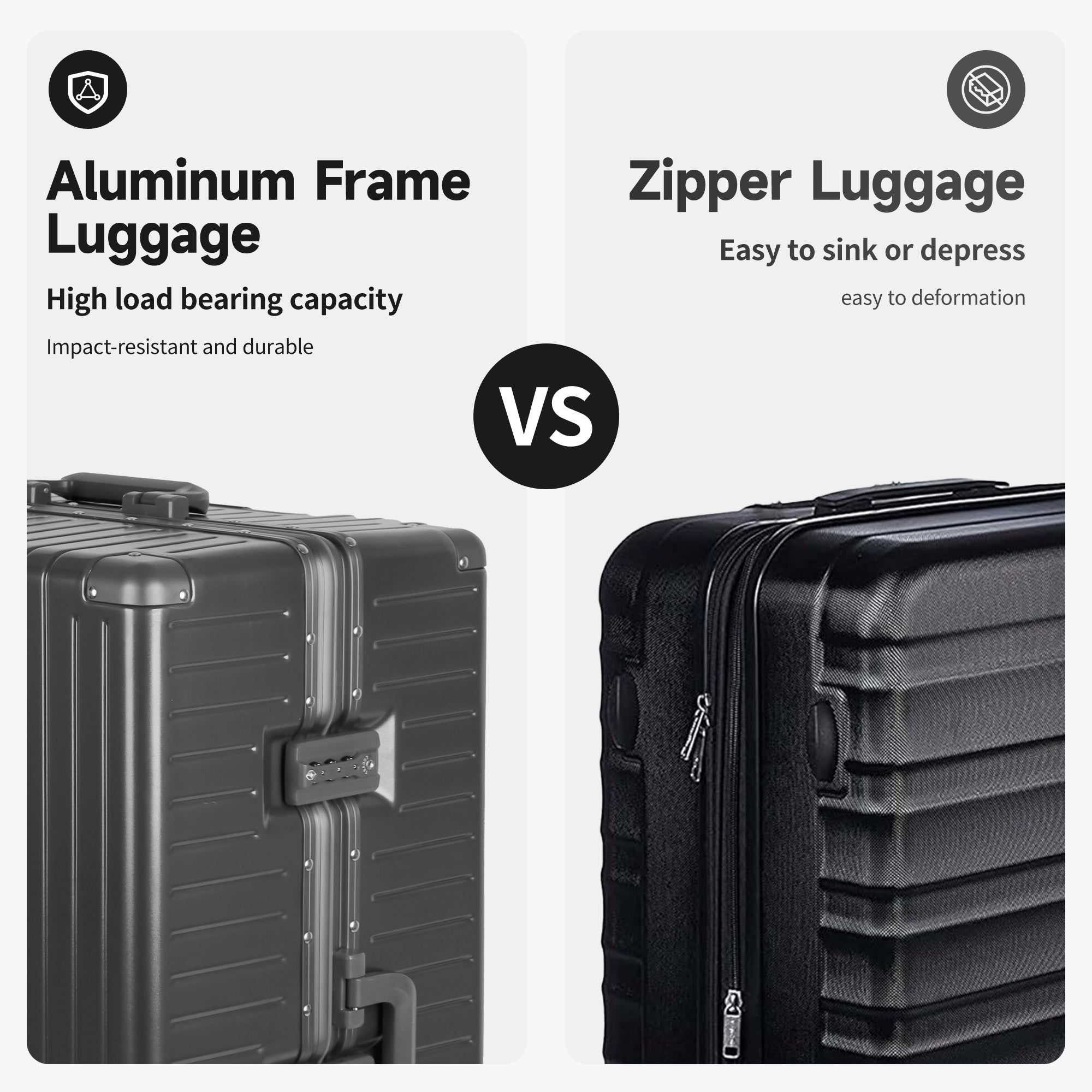 NEW YORK XPRESS Zipperless Luggage AL-12501,20in/30in,Aluminum Frame w/TSA LOCK w/Spinner Wheels