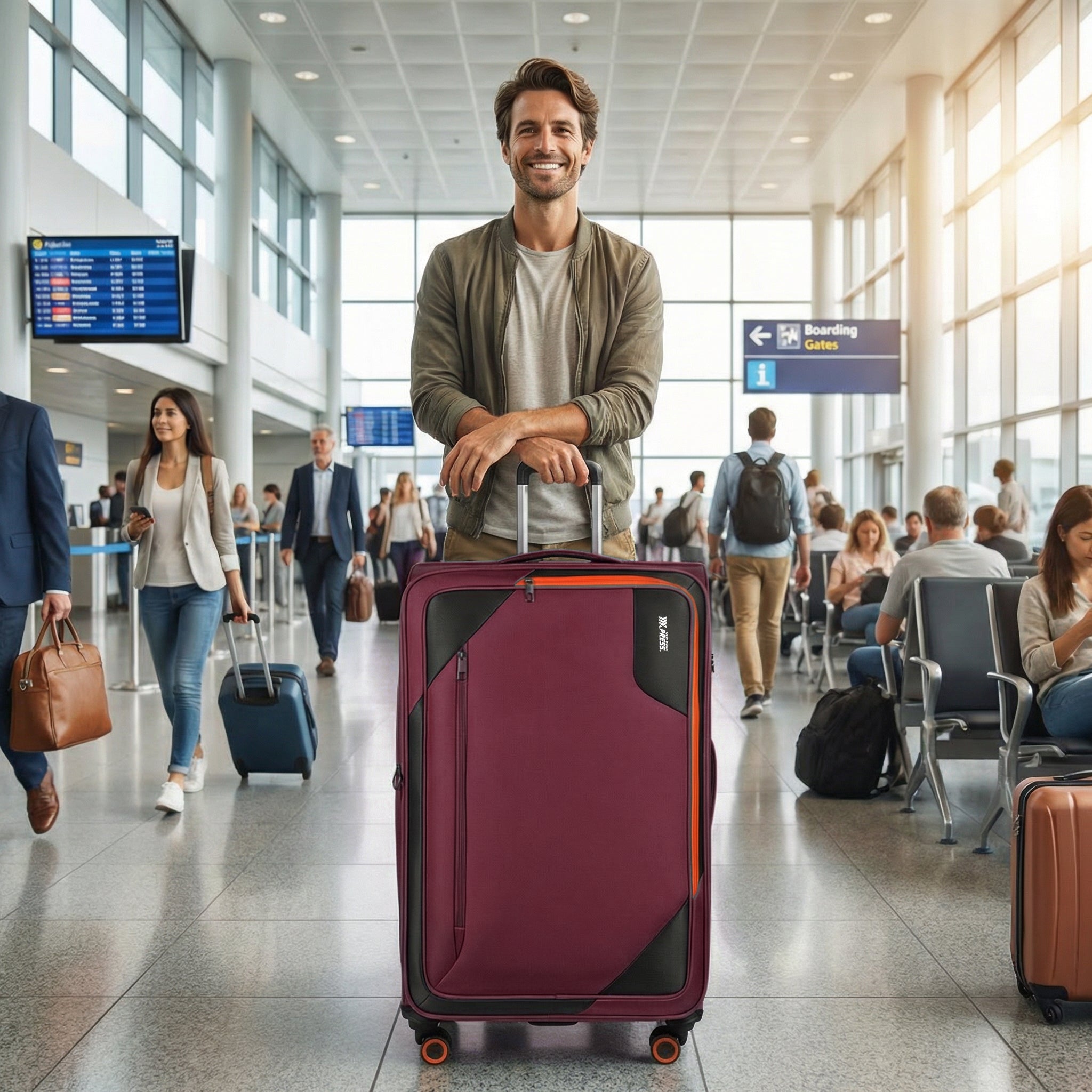 New York XPress WD-8818 Single Suitcase 20''/26''/30'',Softside Suitcase with TSA LOCK,Expandable 20% Luggage with Spinner Wheels,Tear-Resistant