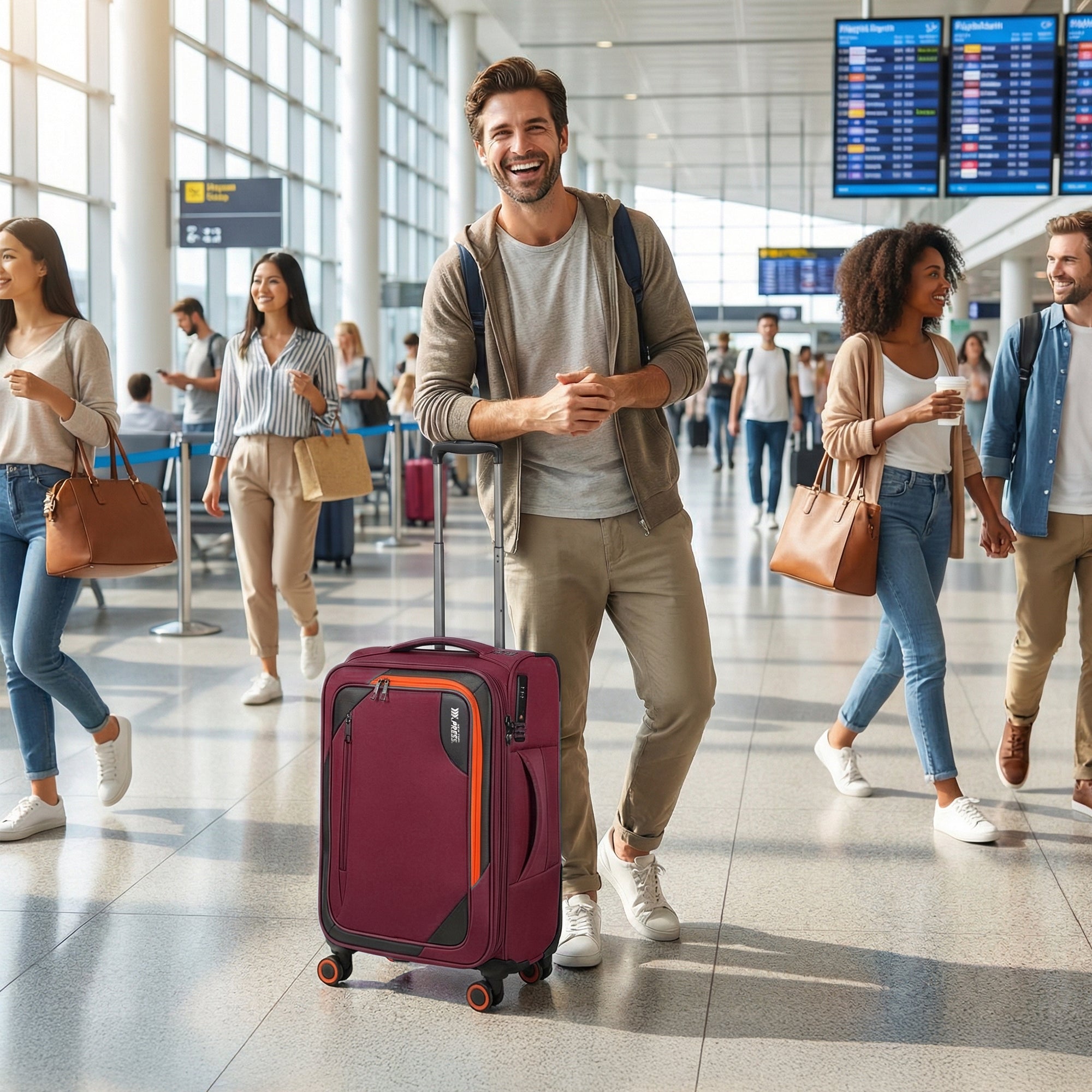 New York XPress WD-8818 Single Suitcase 20''/26''/30'',Softside Suitcase with TSA LOCK,Expandable 20% Luggage with Spinner Wheels,Tear-Resistant