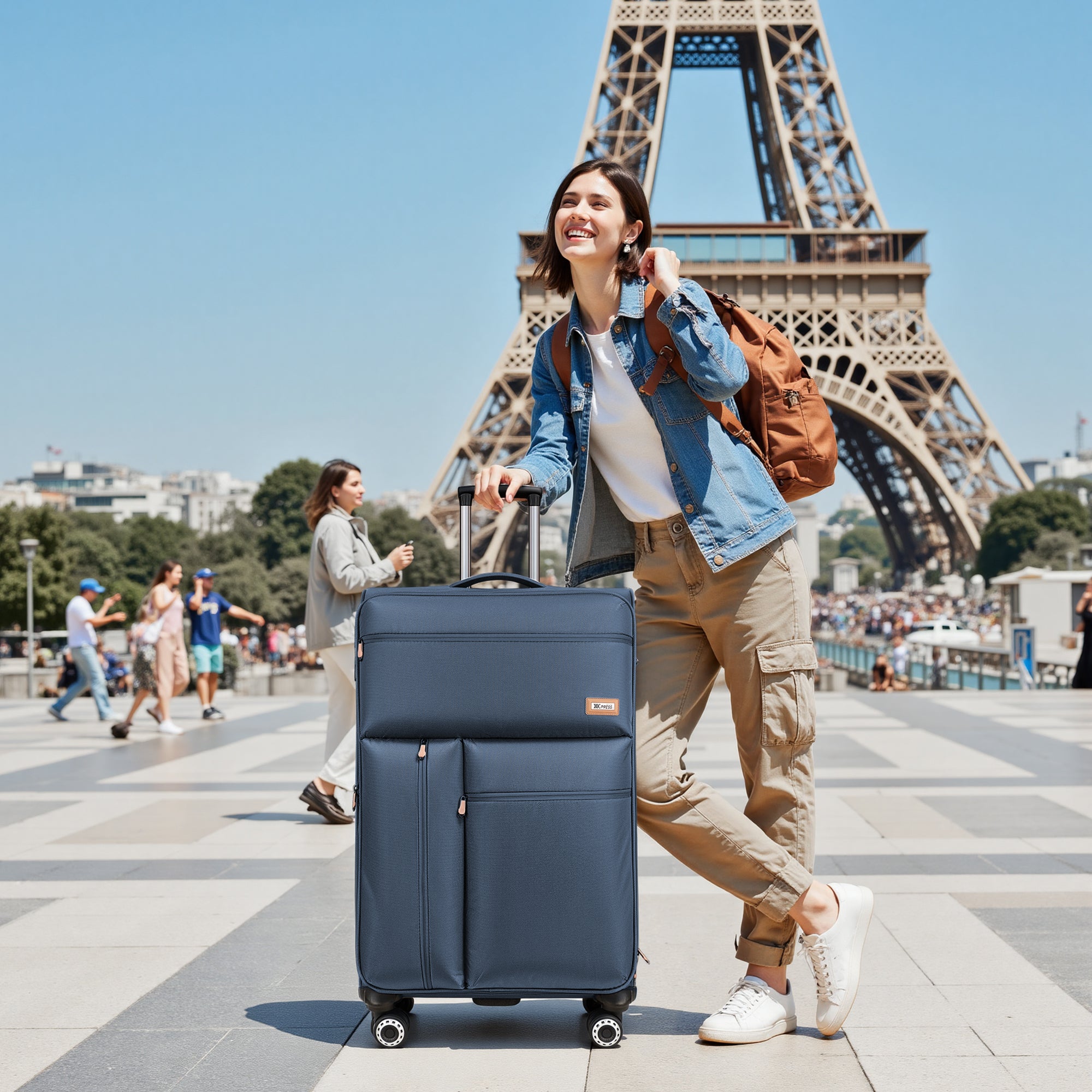 New York XPress XJ 1901,20in/26in/30in Softside Expandable Rolling Luggage w/TSA LOCK and Double Spinner Wheels,Lightweight Suitcases for Men Women