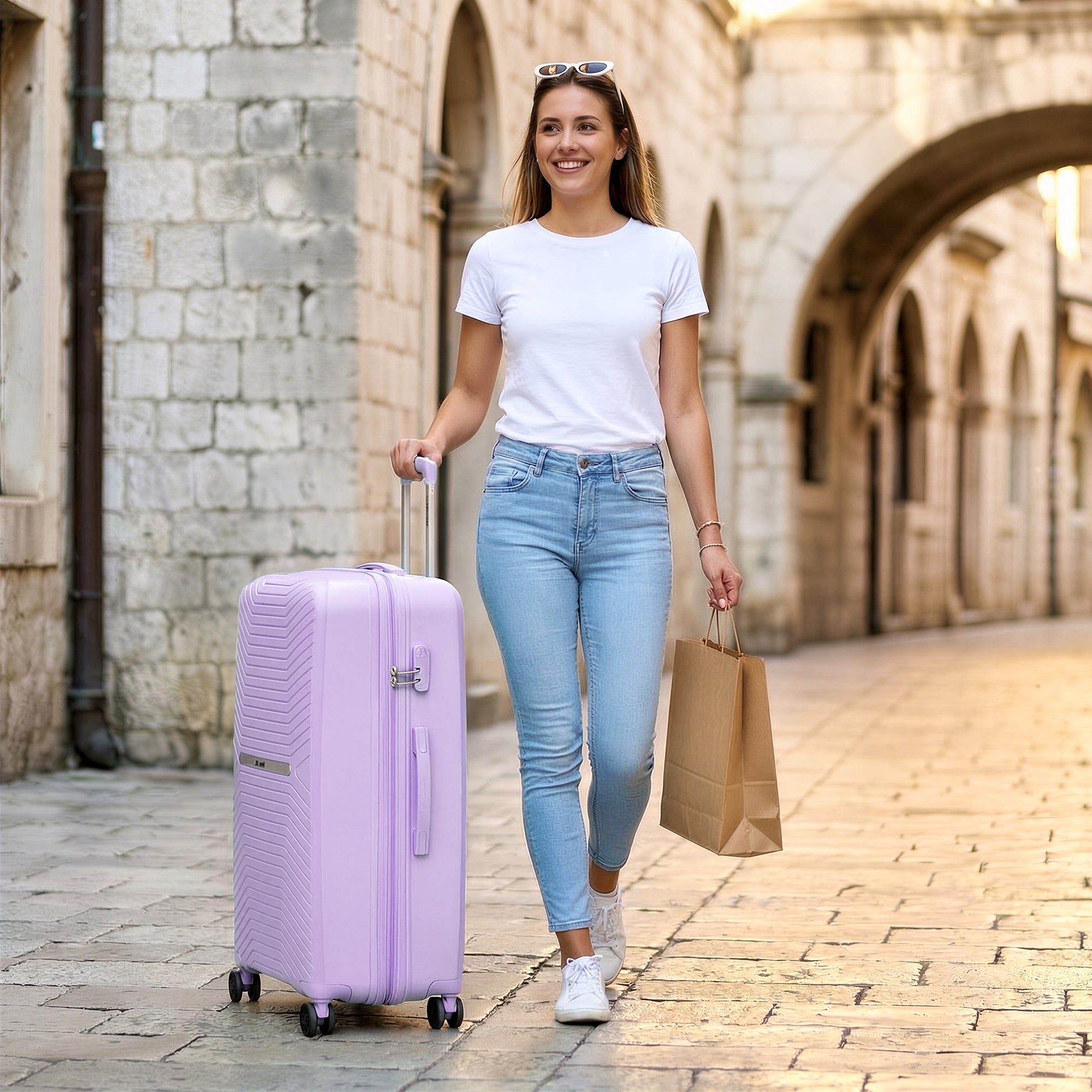 New York XPress 13804,3 Piece Luggage Set w/TSA LOCK,PC Hardside Suitcase Set w/Double Spinner Wheels,Expandable 20%,Luggage Sets,Lightweight Rolling Suitcase for Men/Women(20in/25in/29in)