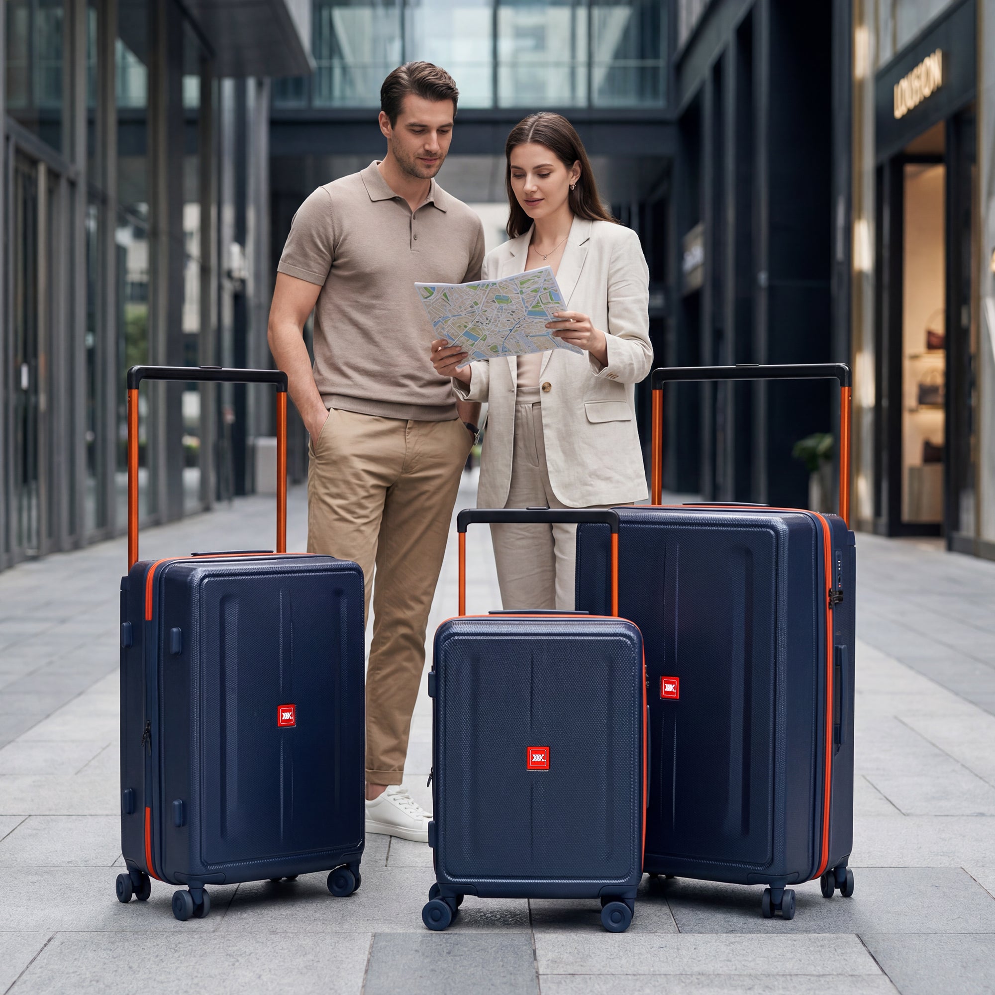 New York XPress LP-13803,3-Piece PC Hardshell Luggage, Expandable 20%, Spinner Wheels, TSA Lock, Wide Handle(20in/26in30in)