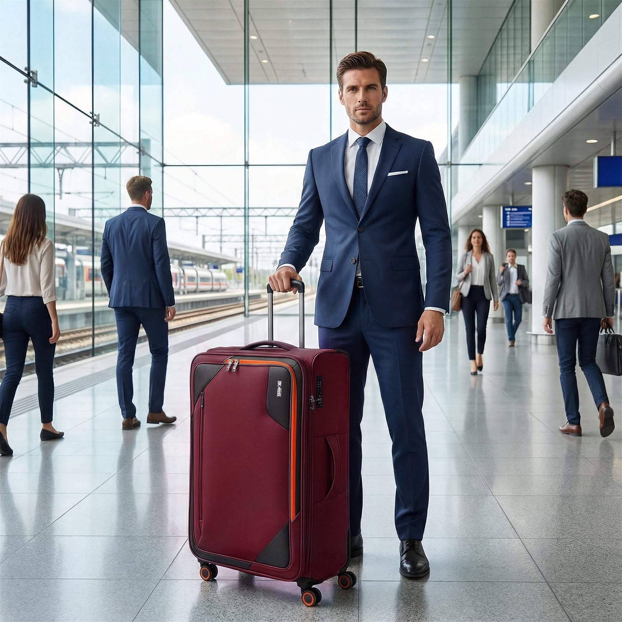 New York XPress WD-8818 Single Suitcase 20''/26''/30'',Softside Suitcase with TSA LOCK,Expandable 20% Luggage with Spinner Wheels,Tear-Resistant