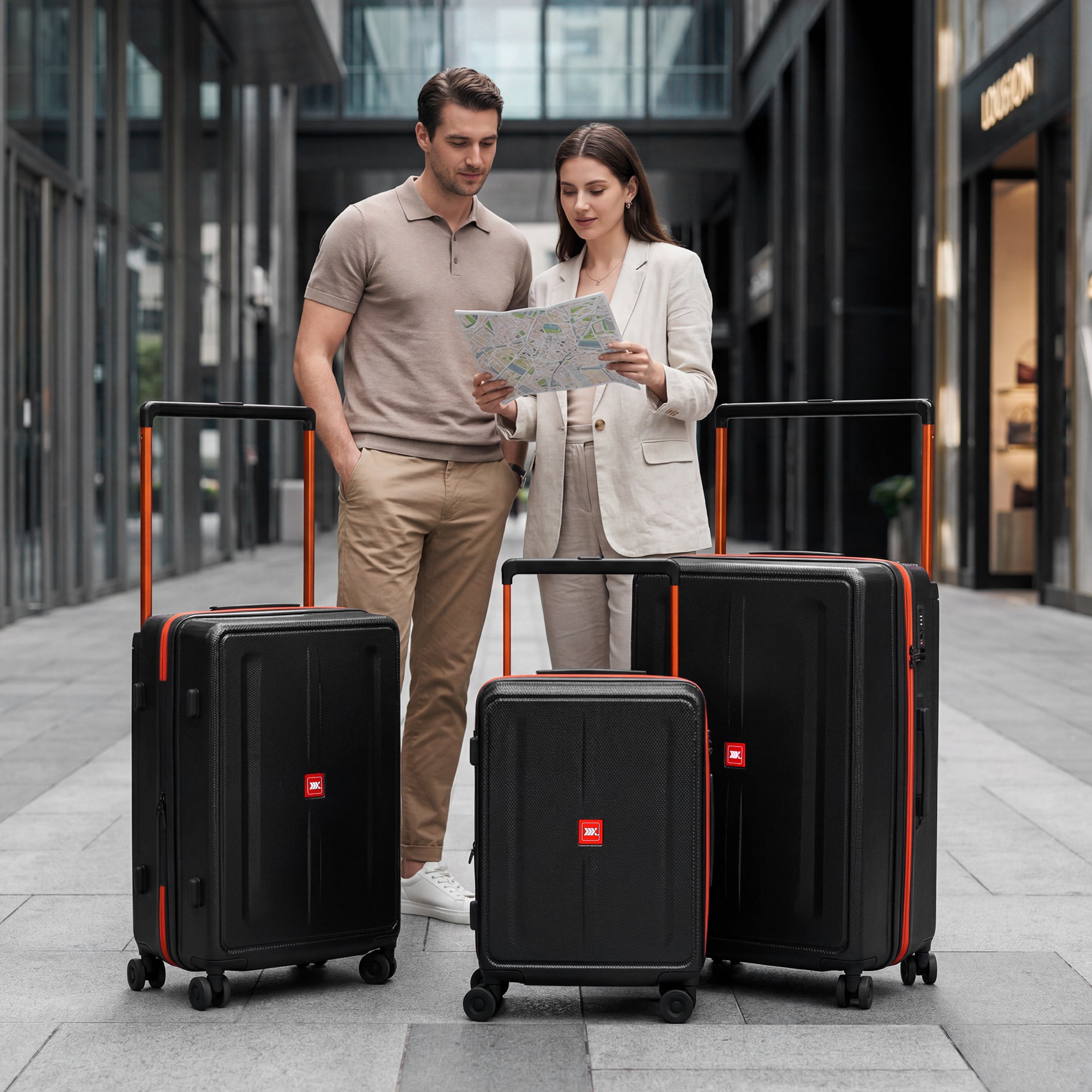 New York XPress LP-13803,3-Piece PC Hardshell Luggage, Expandable 20%, Spinner Wheels, TSA Lock, Wide Handle(20in/26in30in)