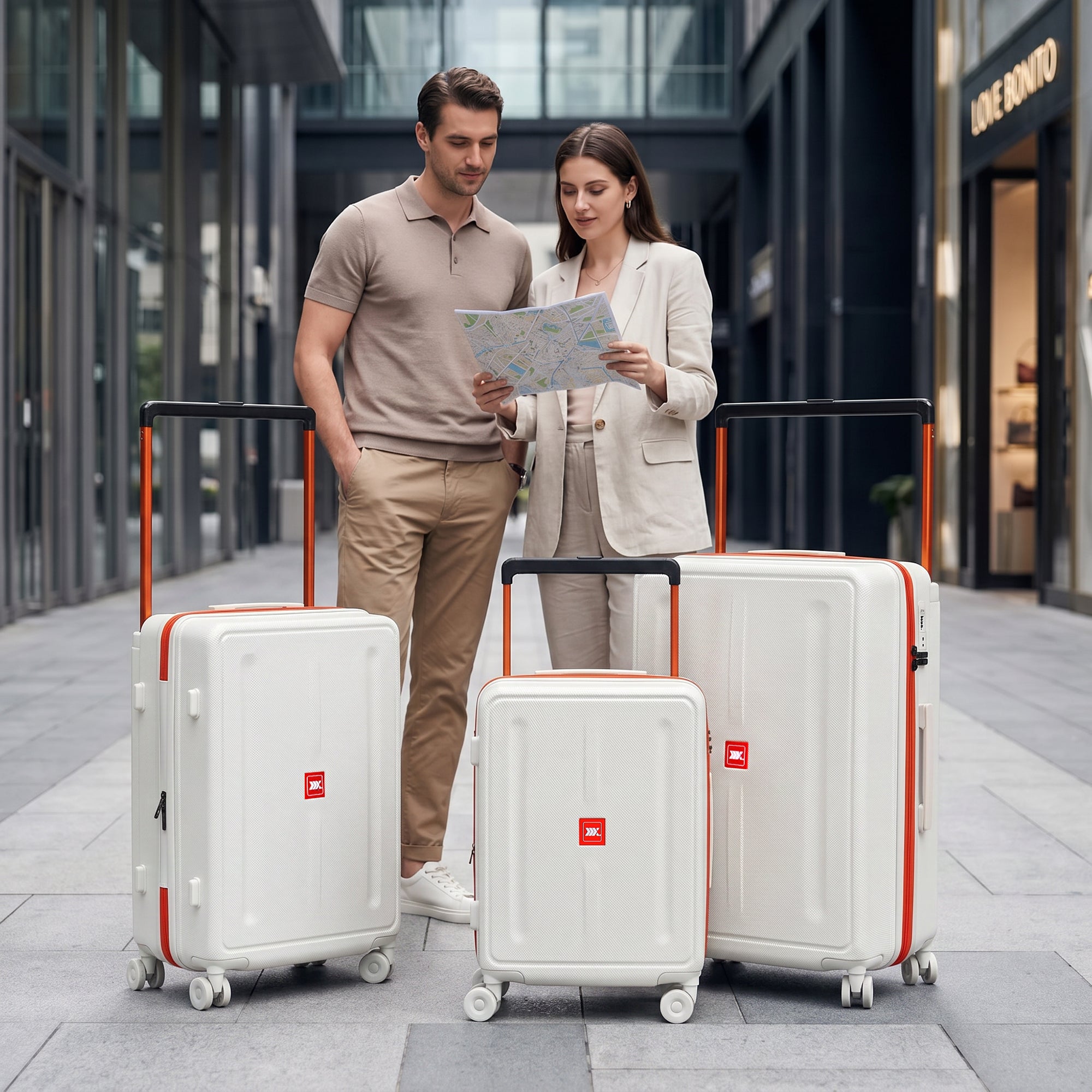 New York XPress LP-13803,3-Piece PC Hardshell Luggage, Expandable 20%, Spinner Wheels, TSA Lock, Wide Handle(20in/26in30in)