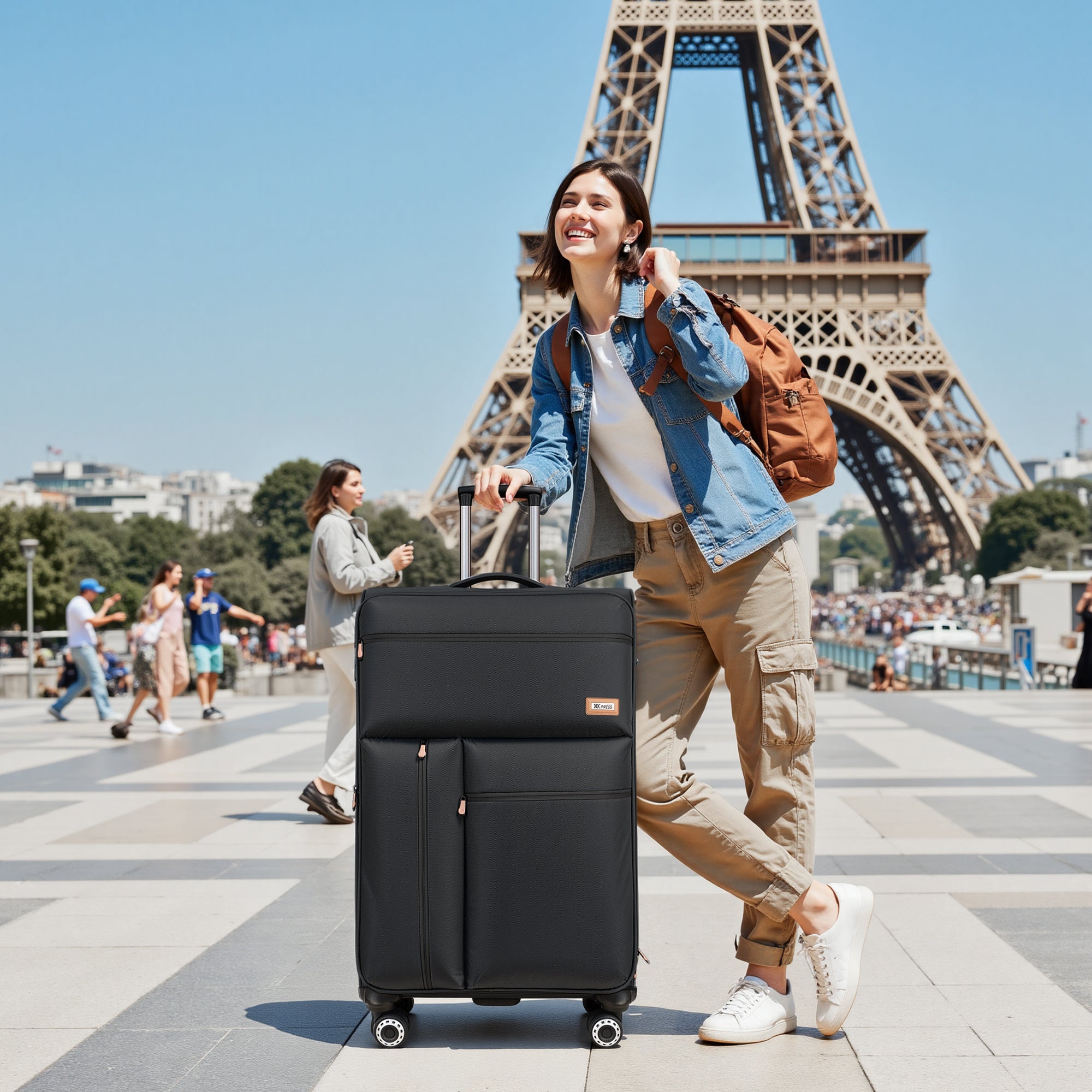 New York XPress XJ 1901,20in/26in/30in Softside Expandable Rolling Luggage w/TSA LOCK and Double Spinner Wheels,Lightweight Suitcases for Men Women