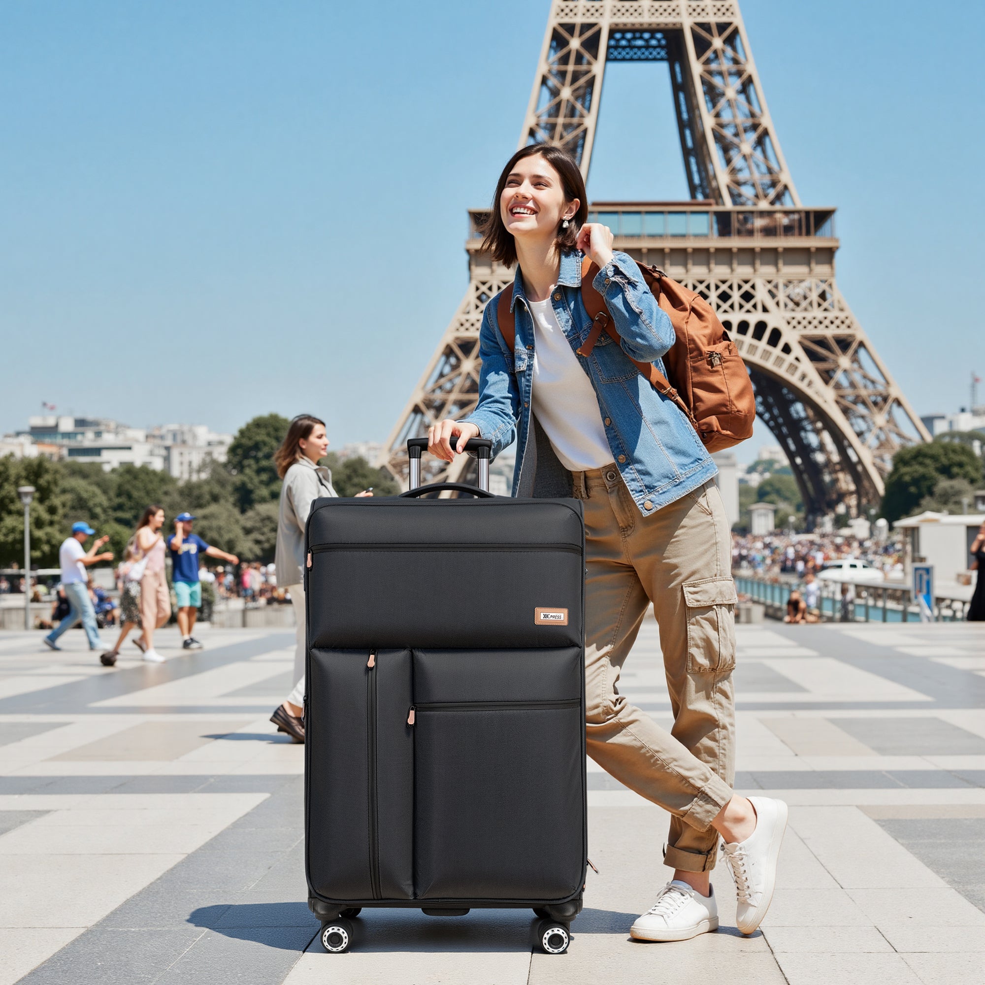 New York XPress XJ 1901,20in/26in/30in Softside Expandable Rolling Luggage w/TSA LOCK and Double Spinner Wheels,Lightweight Suitcases for Men Women