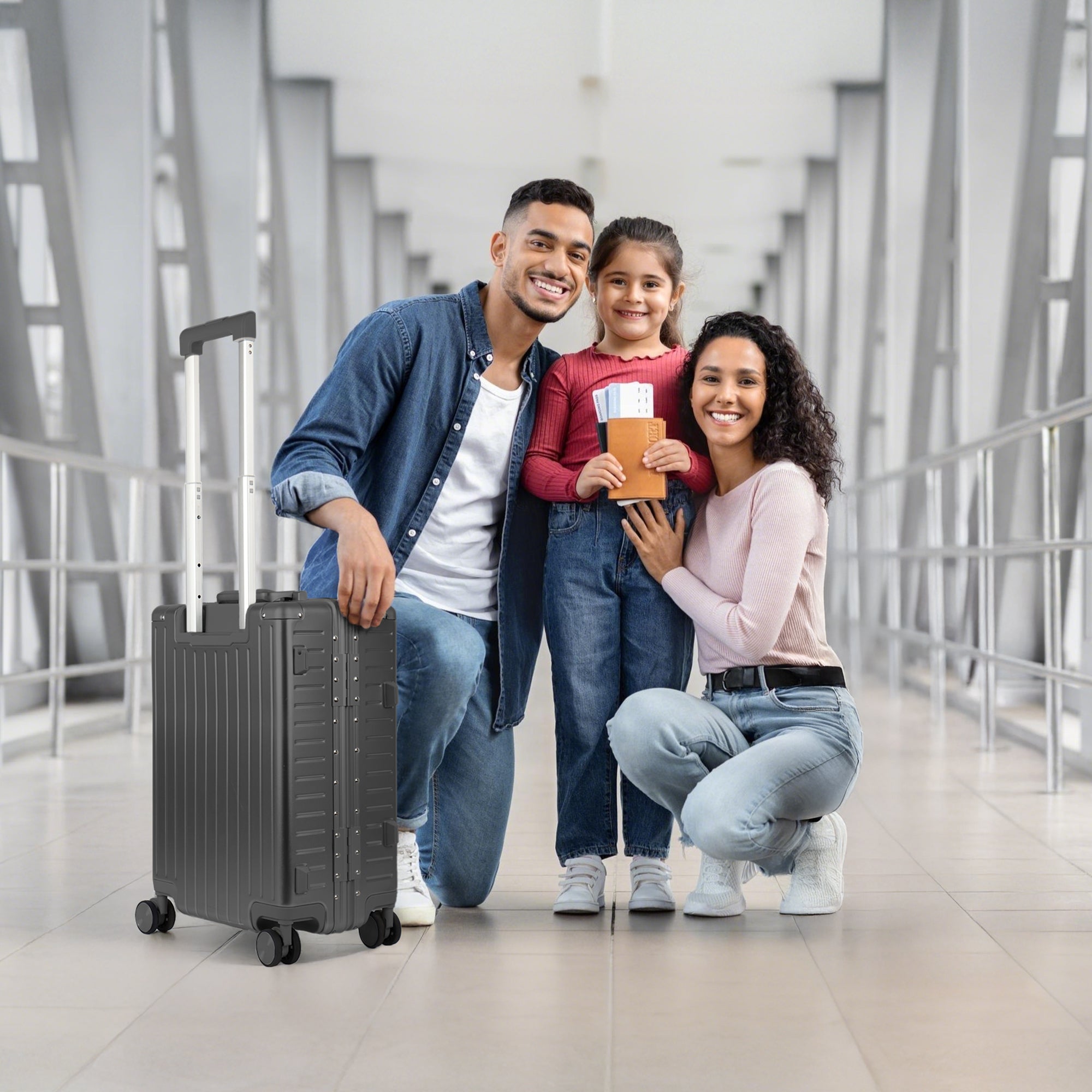 NEW YORK XPRESS Zipperless Luggage AL-12501,20in/30in,Aluminum Frame w/TSA LOCK w/Spinner Wheels