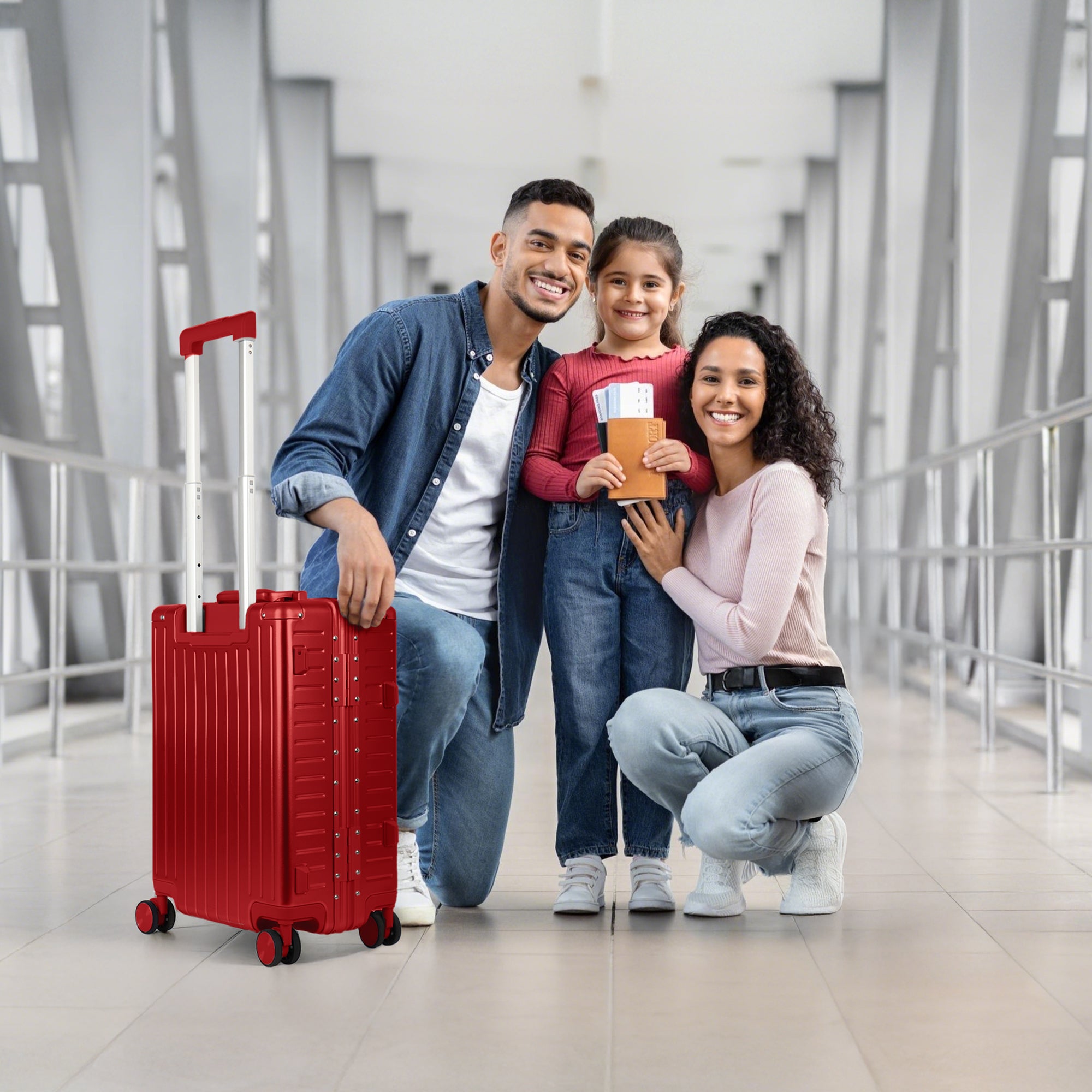 NEW YORK XPRESS Zipperless Luggage AL-12501,20in/30in,Aluminum Frame w/TSA LOCK w/Spinner Wheels