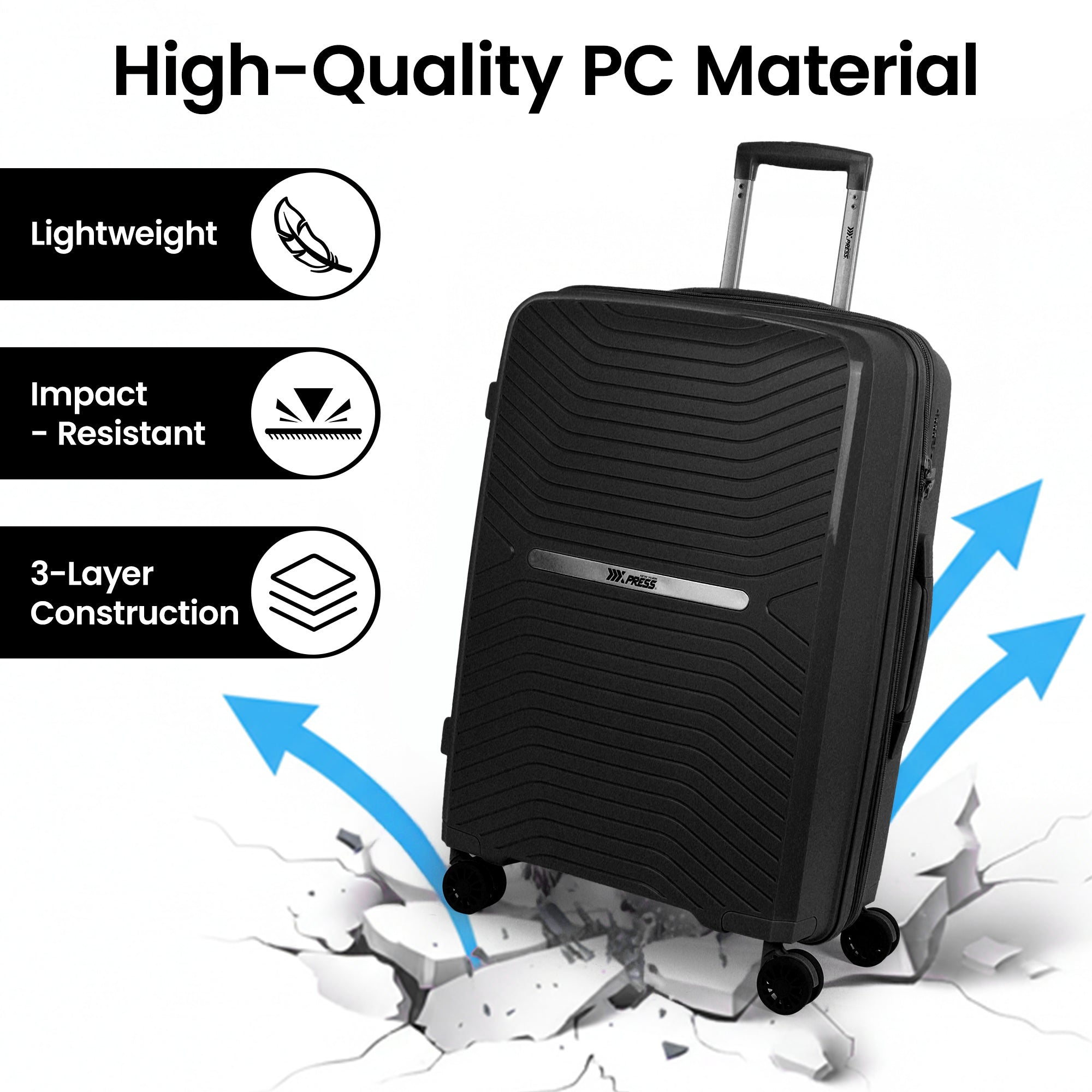 New York XPress 13804,3 Piece Luggage Set w/TSA LOCK,PC Hardside Suitcase Set w/Double Spinner Wheels,Expandable 20%,Luggage Sets,Lightweight Rolling Suitcase for Men/Women(20in/25in/29in)