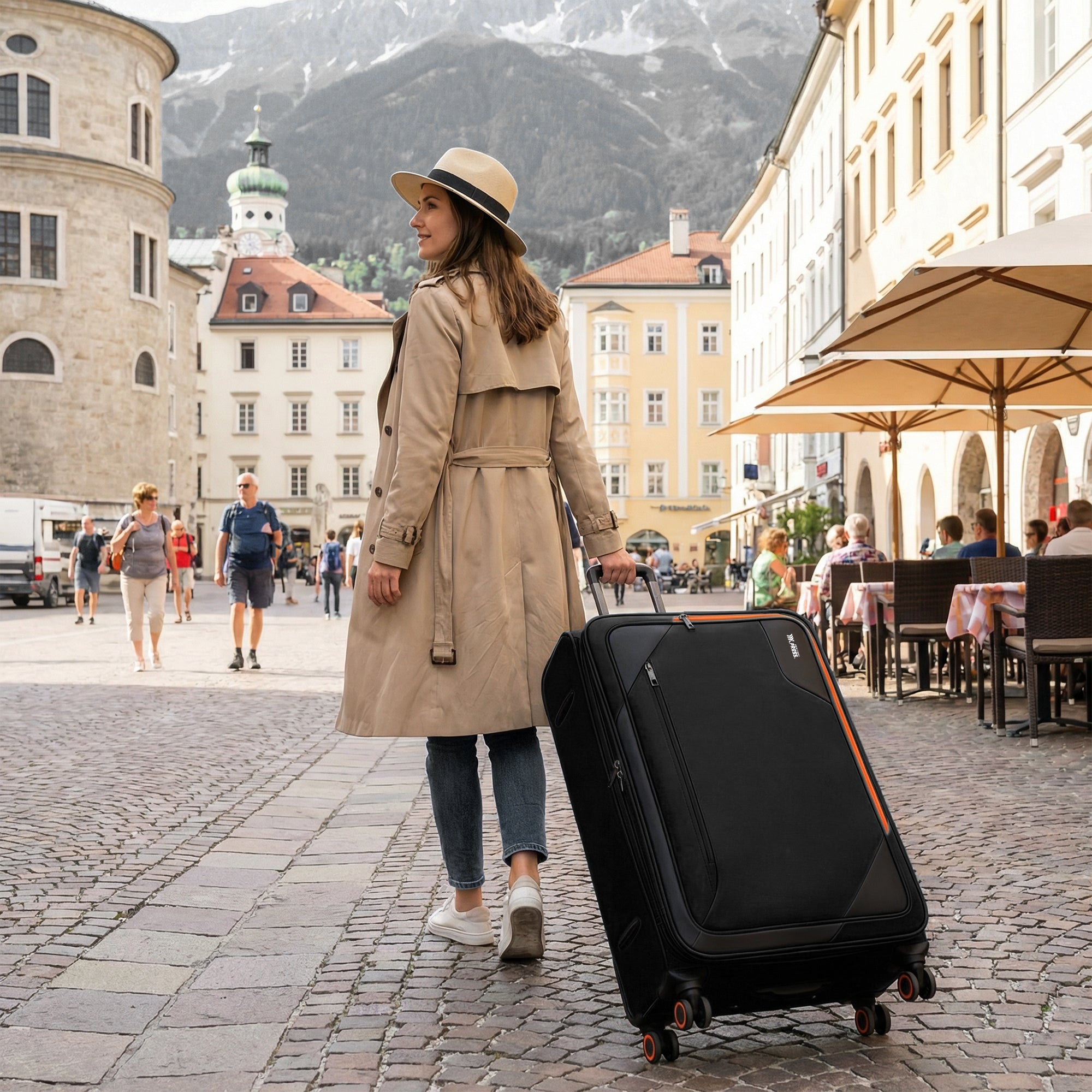 New York XPress WD-8818 Single Suitcase 20''/26''/30'',Softside Suitcase with TSA LOCK,Expandable 20% Luggage with Spinner Wheels,Tear-Resistant