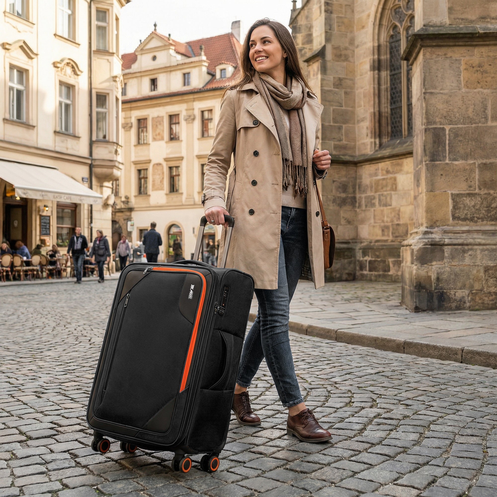 New York XPress WD-8818 Single Suitcase 20''/26''/30'',Softside Suitcase with TSA LOCK,Expandable 20% Luggage with Spinner Wheels,Tear-Resistant