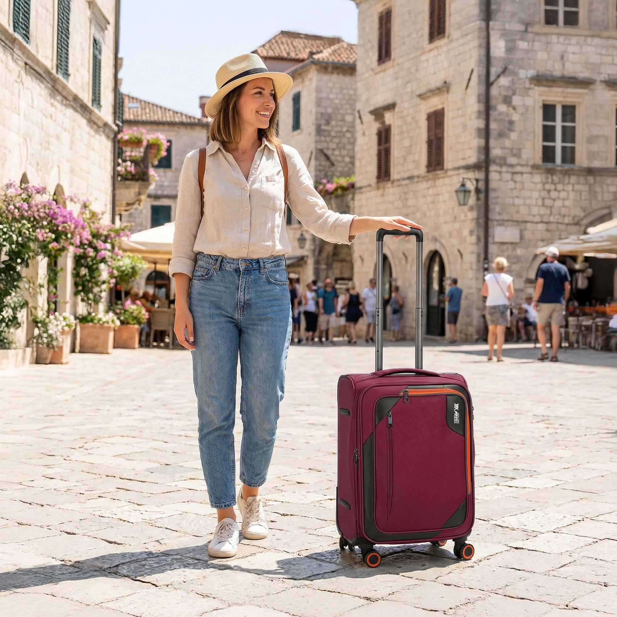 New York XPress WD-8818 Single Suitcase 20''/26''/30'',Softside Suitcase with TSA LOCK,Expandable 20% Luggage with Spinner Wheels,Tear-Resistant